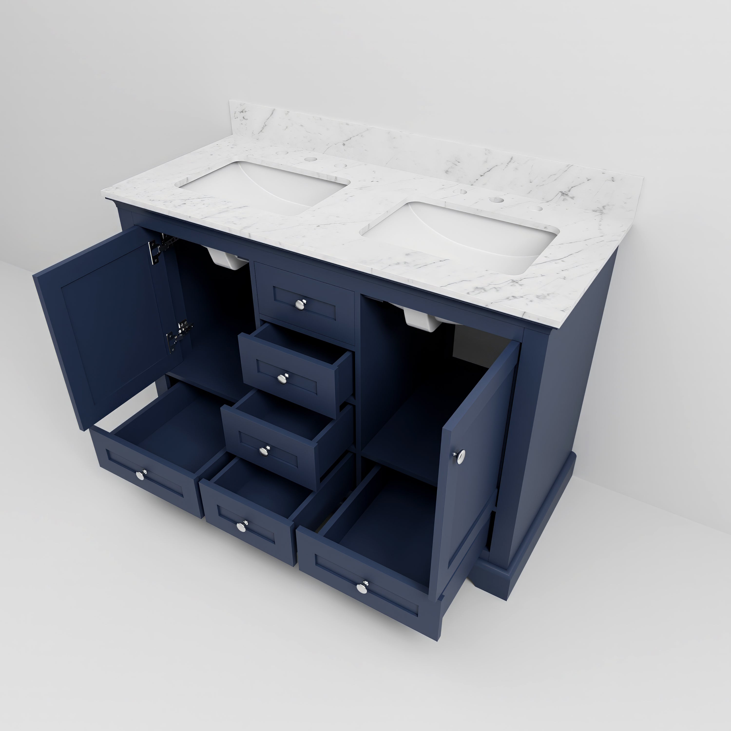 Dukes 48 in. W x 22 in. D Navy Blue Double Bath Vanity