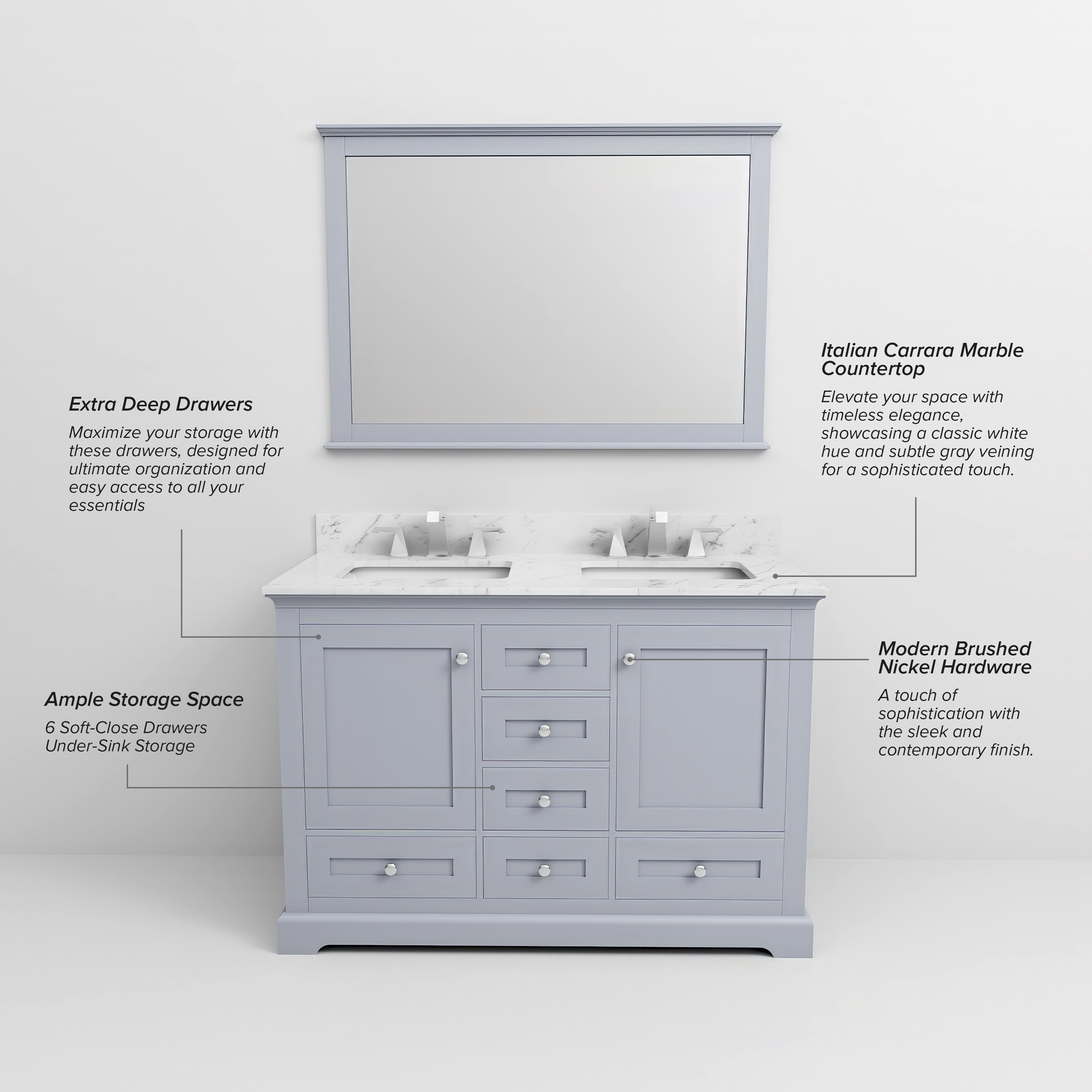 Dukes 48 in. W x 22 in. D Dark Grey Double Bath Vanity