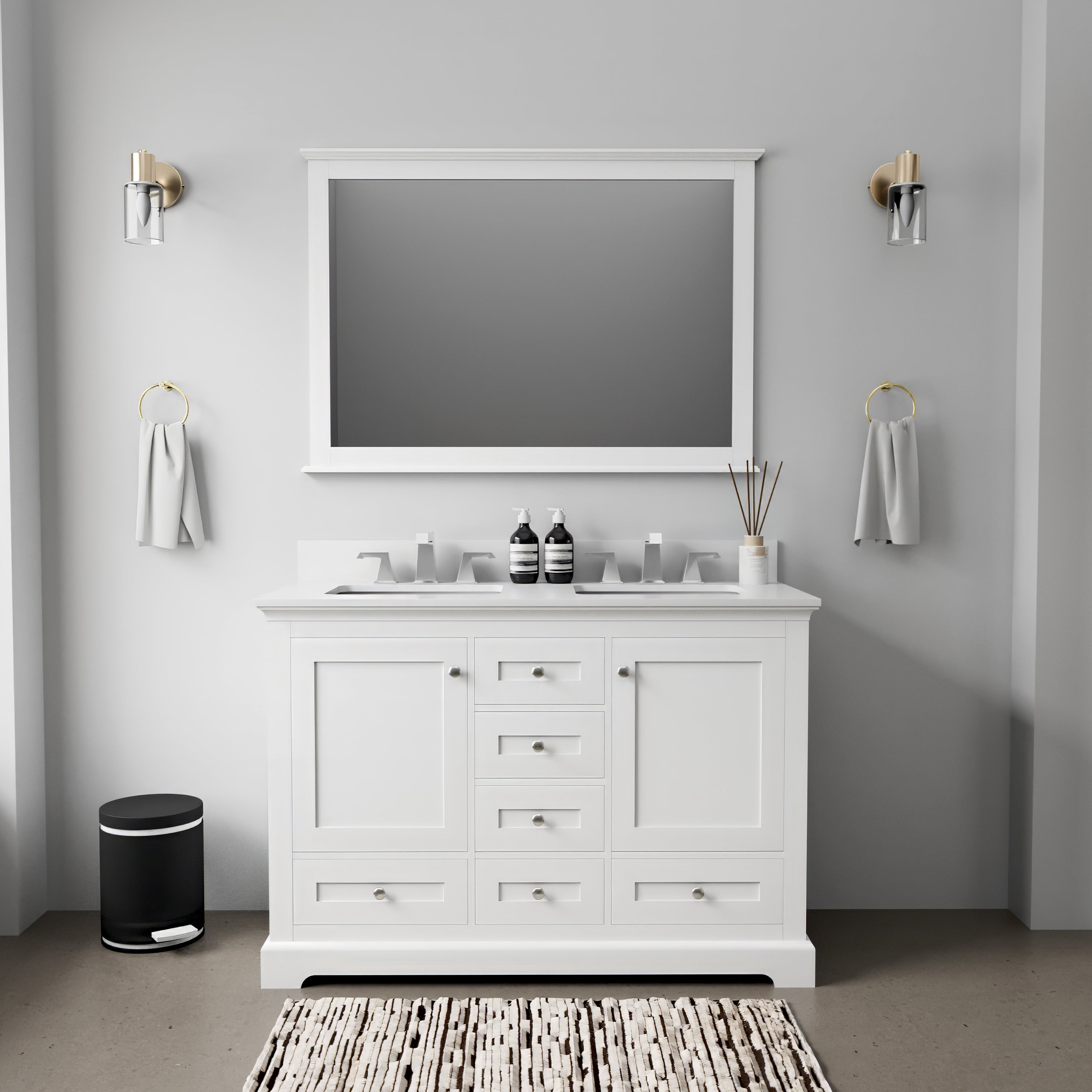 Dukes 48 in. W x 22 in. D White Double Bath Vanity