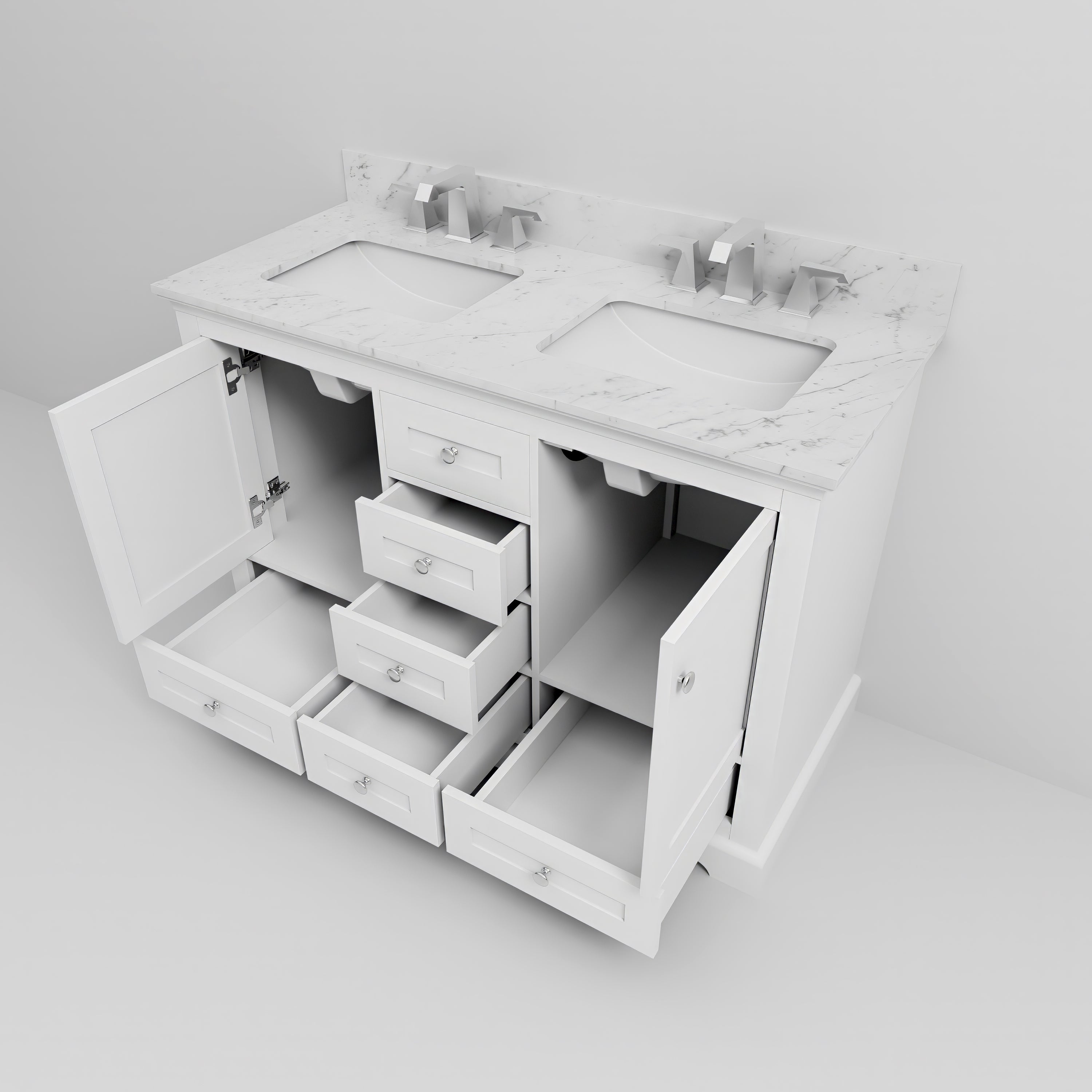 Dukes 48 in. W x 22 in. D White Double Bath Vanity
