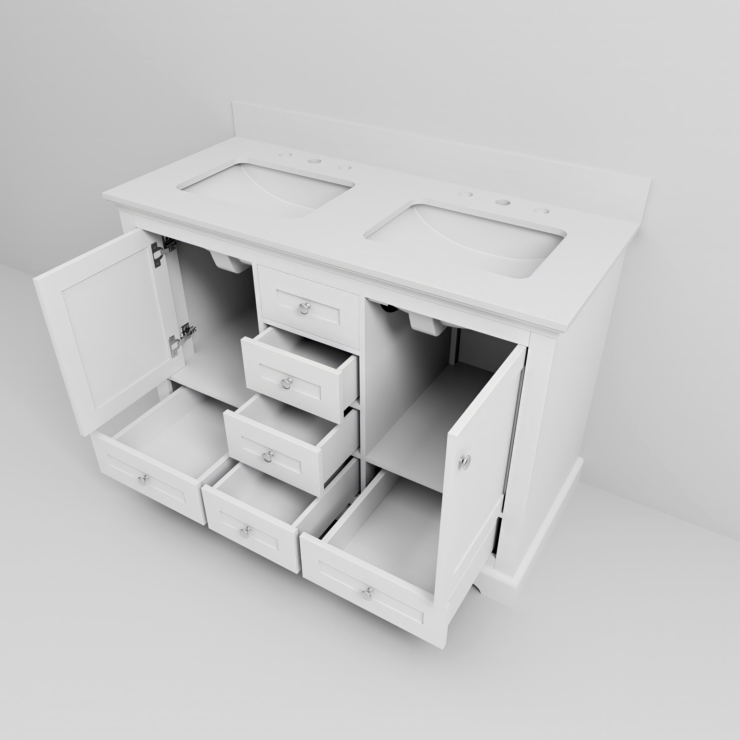 Dukes 48 in. W x 22 in. D White Double Bath Vanity