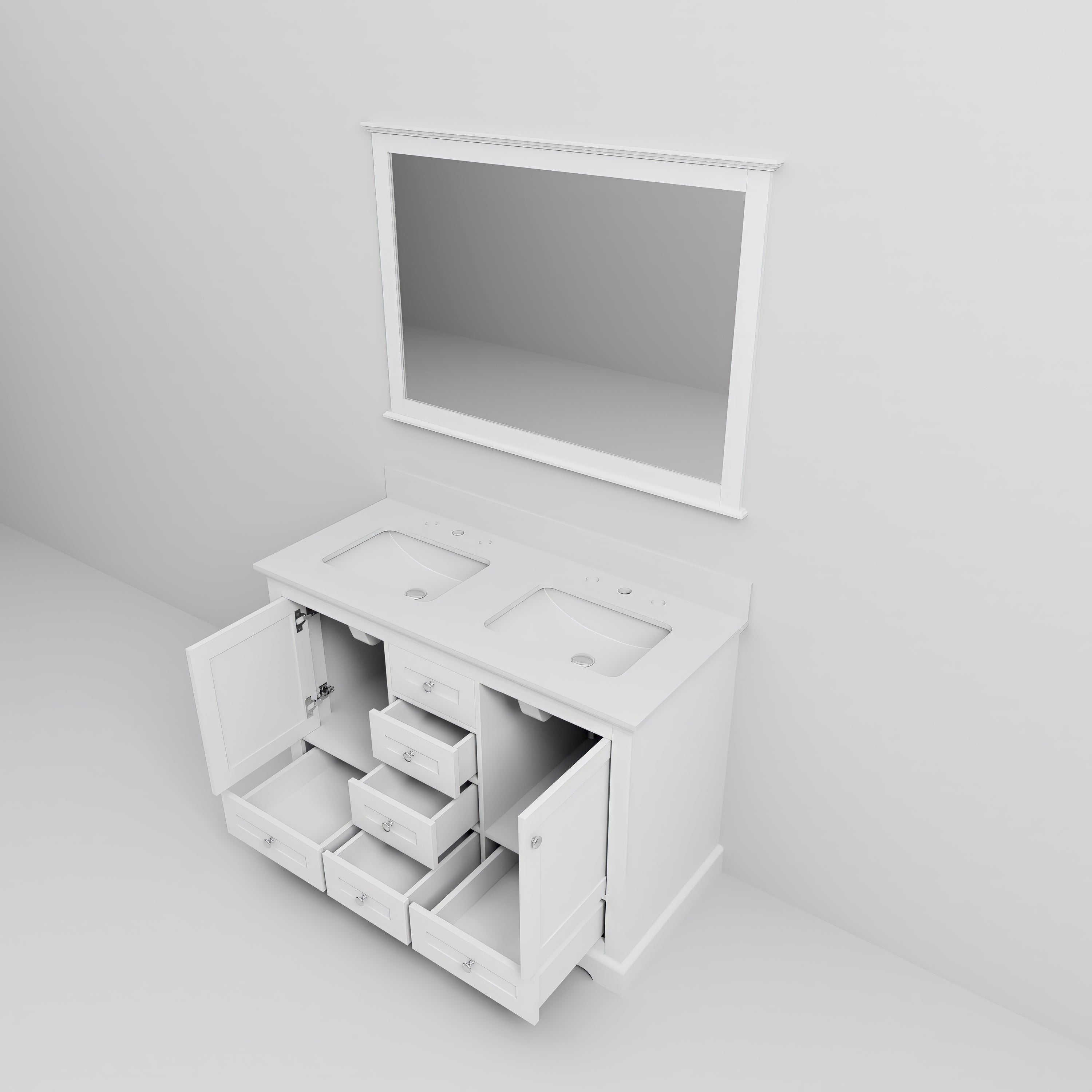 Dukes 48 in. W x 22 in. D White Double Bath Vanity