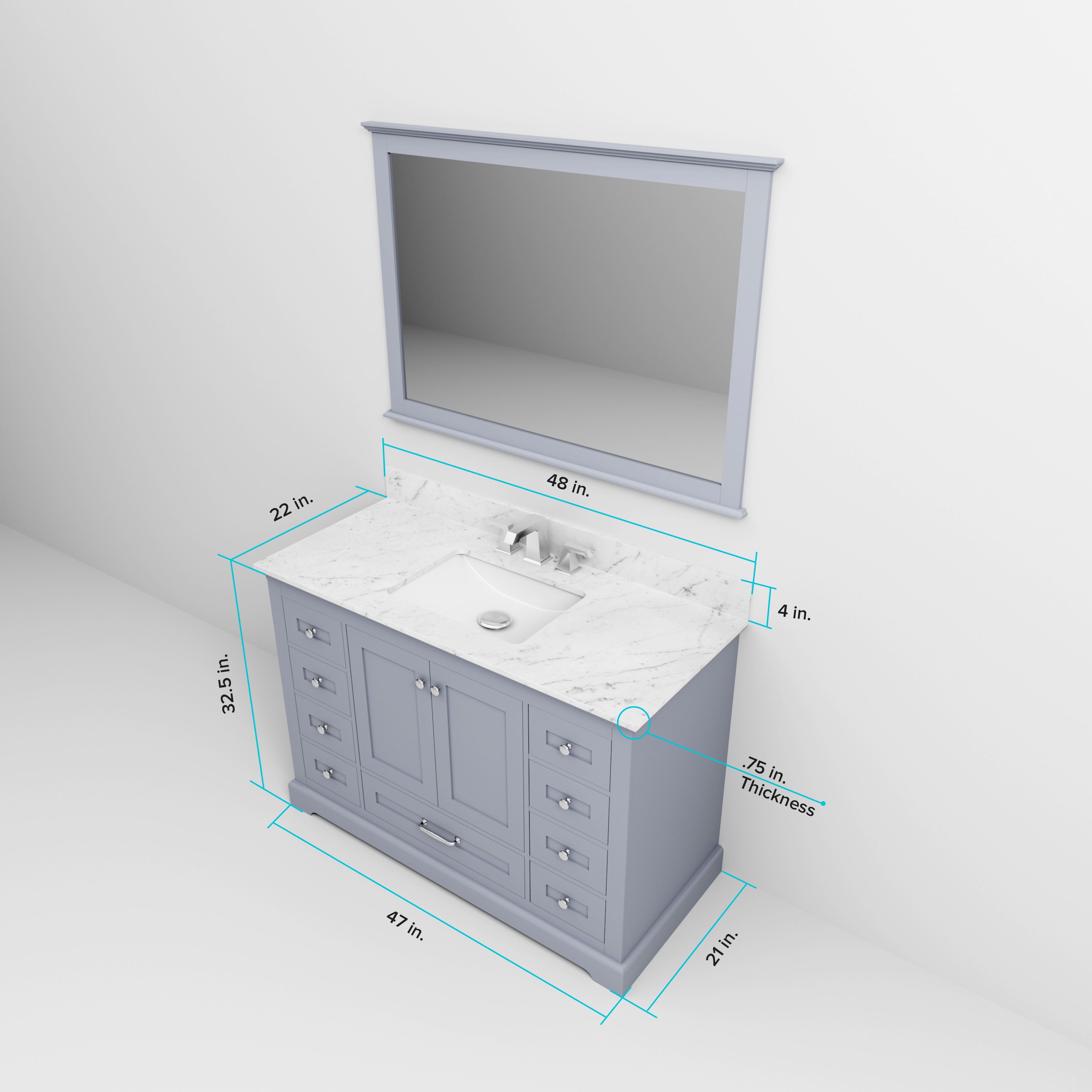 Dukes 48 in. W x 22 in. D Dark Grey Single Bath Vanity