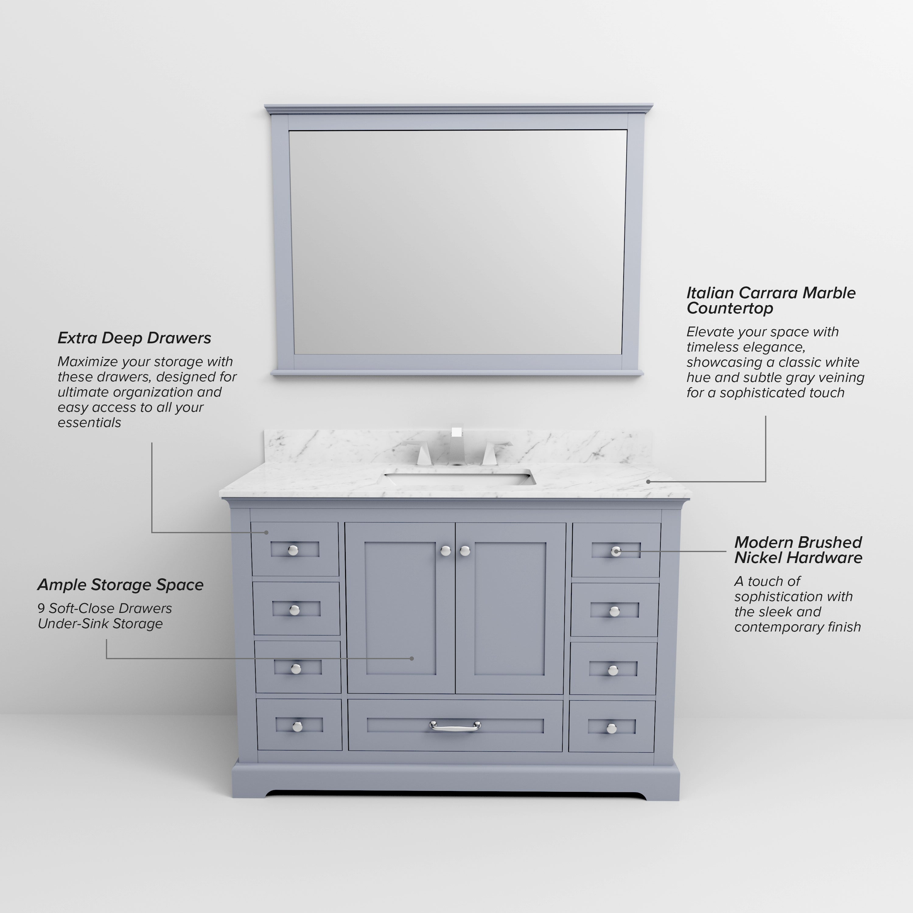 Dukes 48 in. W x 22 in. D Dark Grey Single Bath Vanity