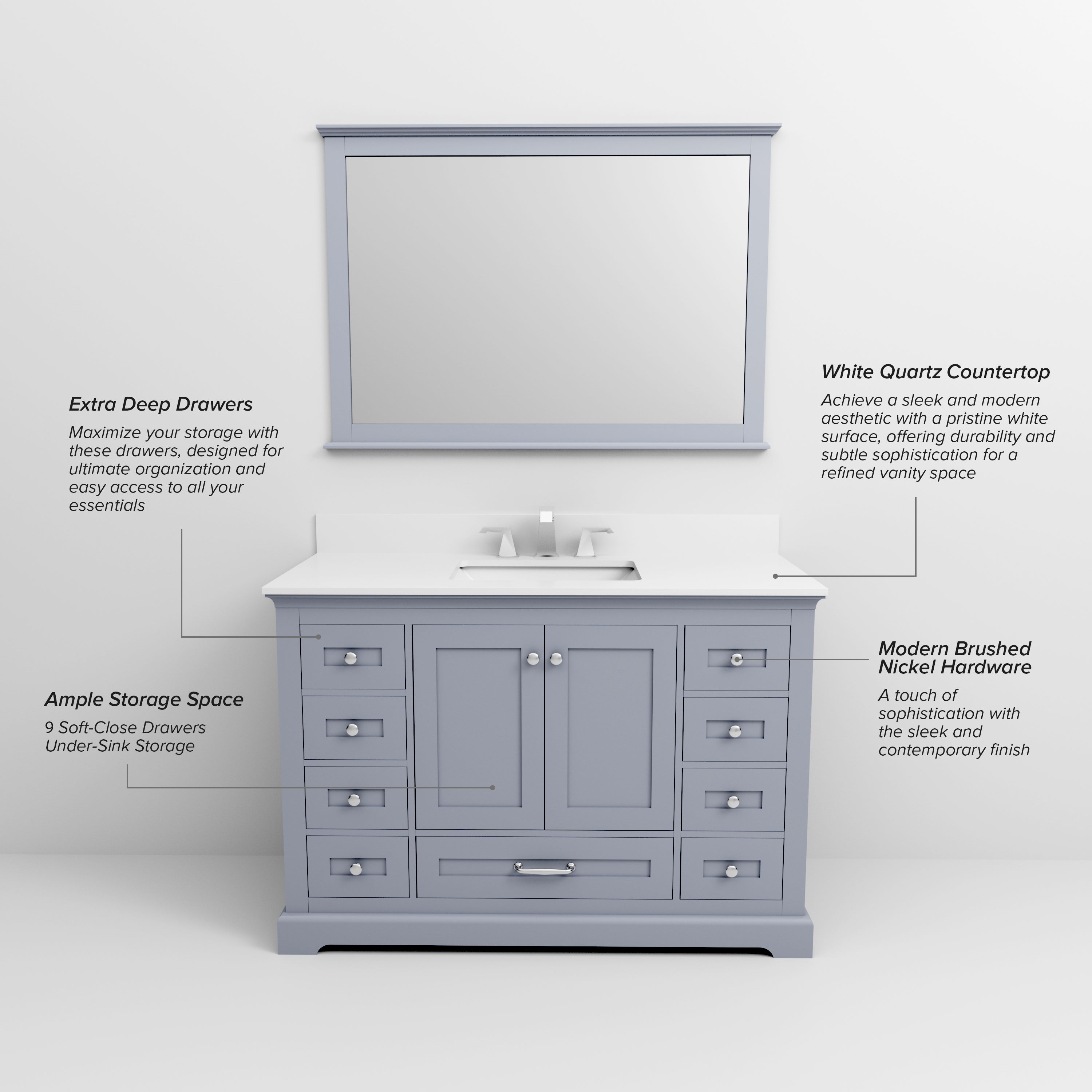Dukes 48 in. W x 22 in. D Dark Grey Single Bath Vanity