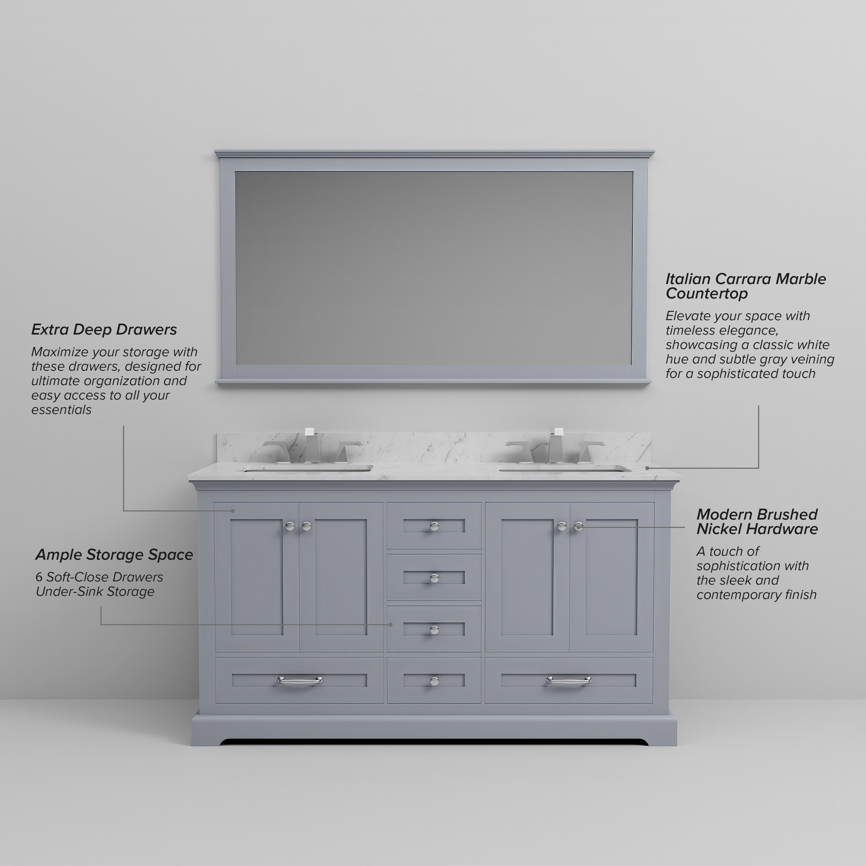 Dukes 60 in. W x 22 in. D Dark Grey Double Bath Vanity