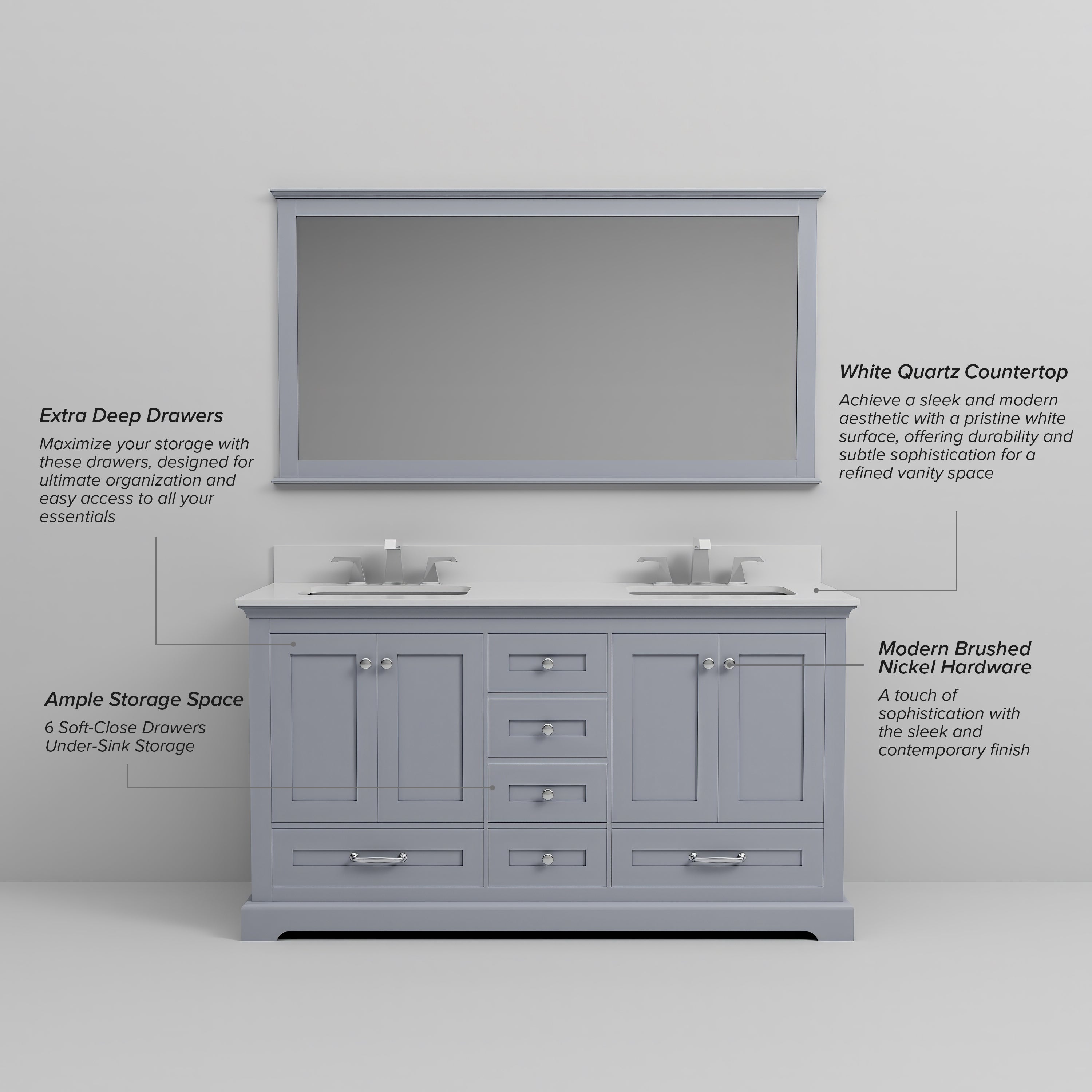 Dukes 60 in. W x 22 in. D Dark Grey Double Bath Vanity
