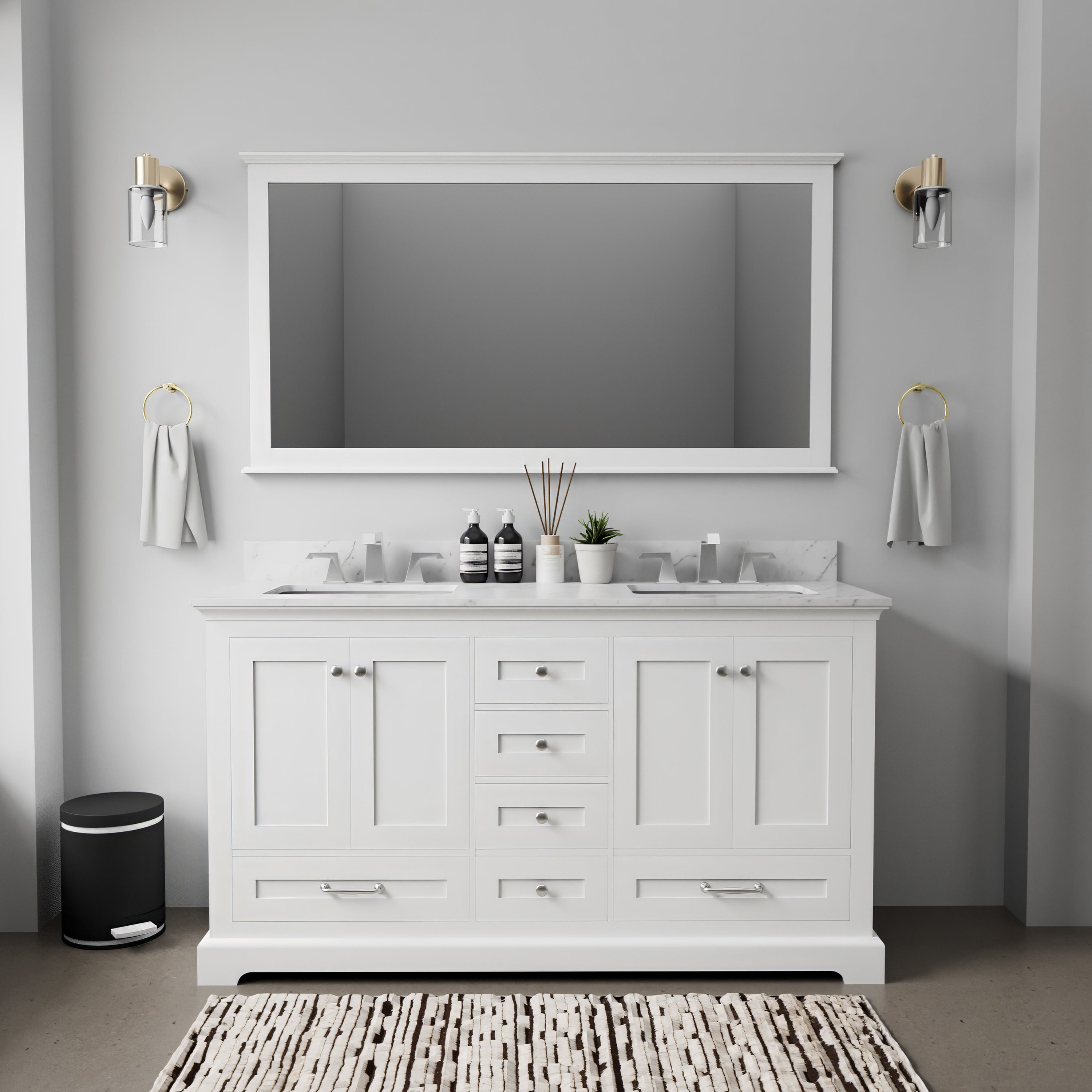 Dukes 60 in. W x 22 in. D White Double Bath Vanity