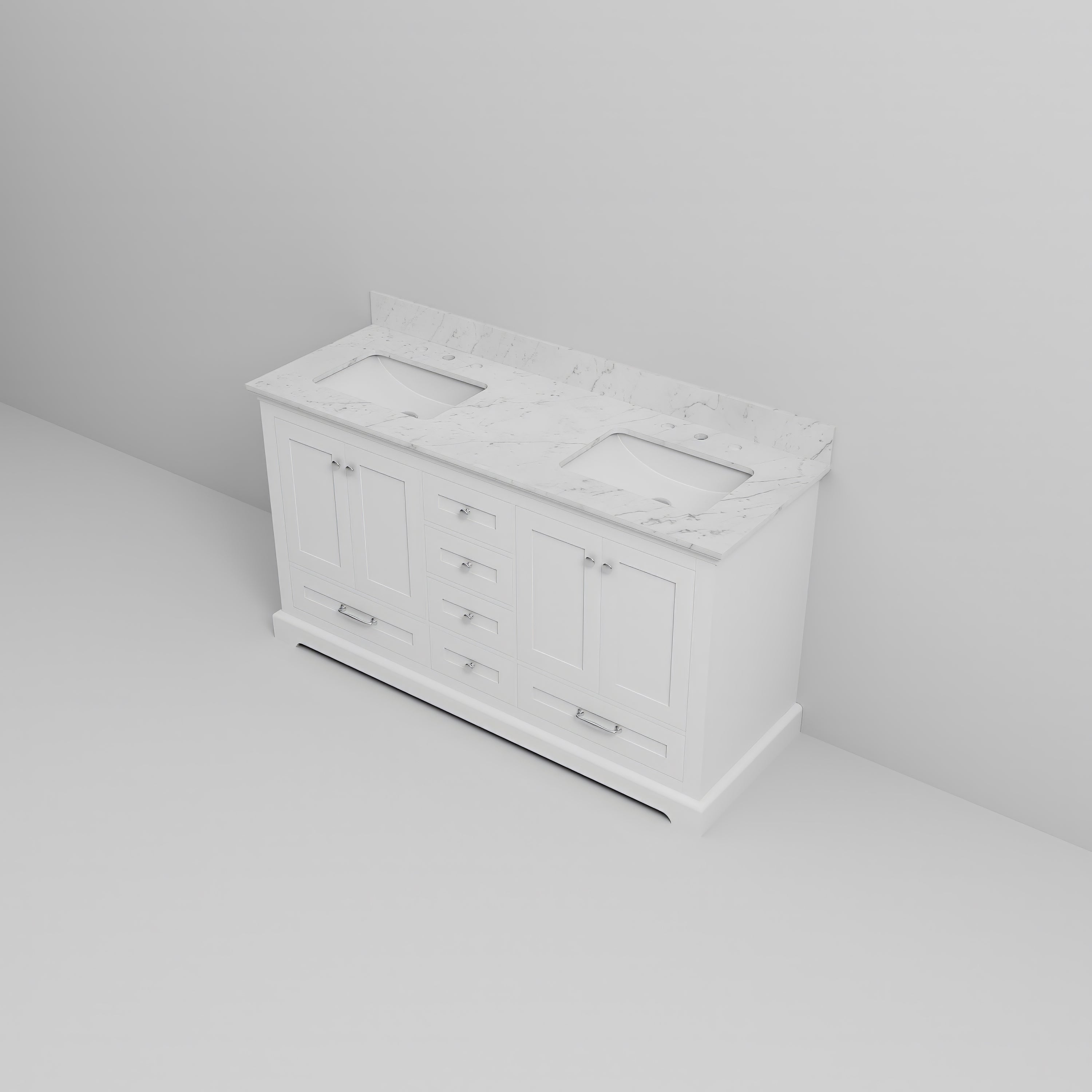 Dukes 60 in. W x 22 in. D White Double Bath Vanity