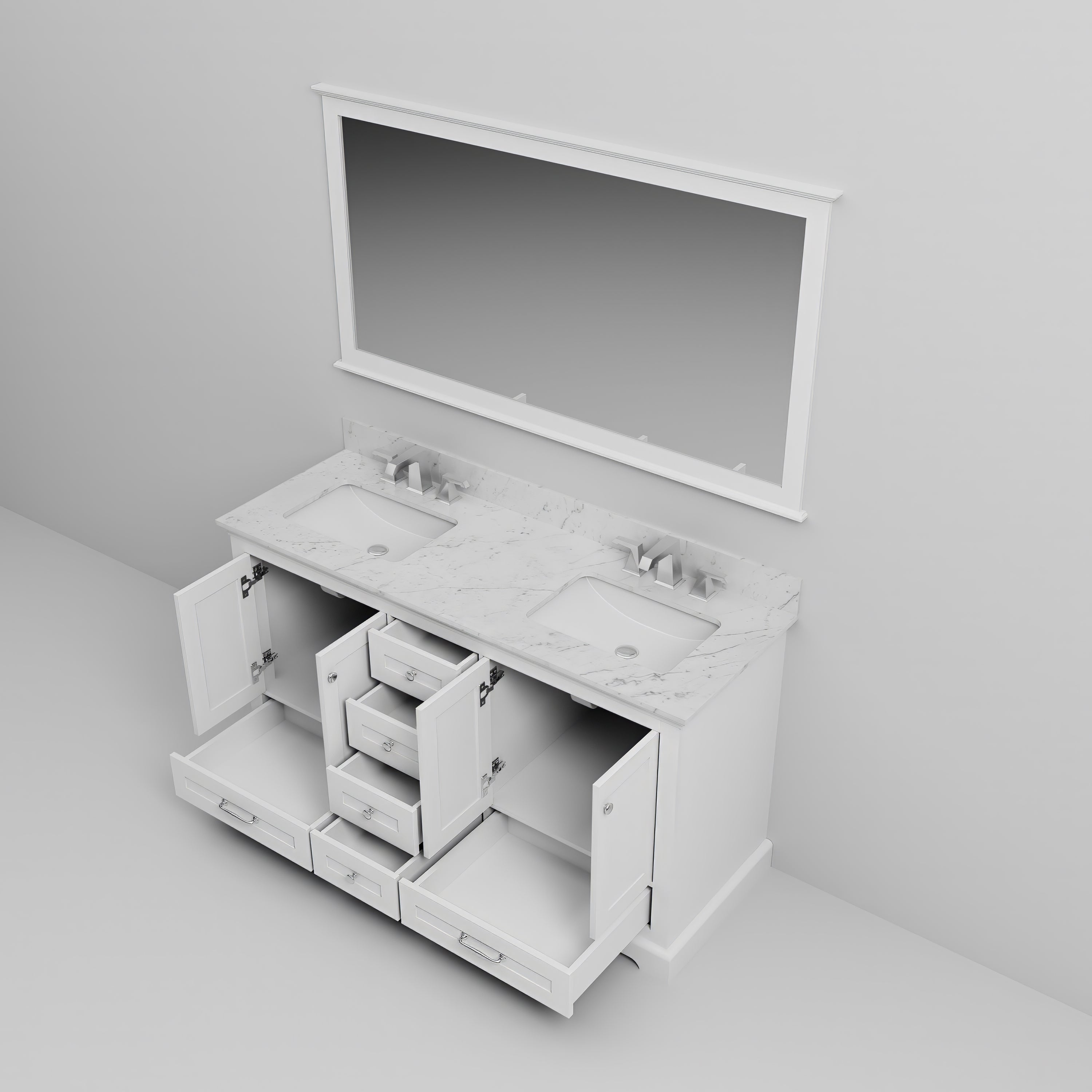 Dukes 60 in. W x 22 in. D White Double Bath Vanity