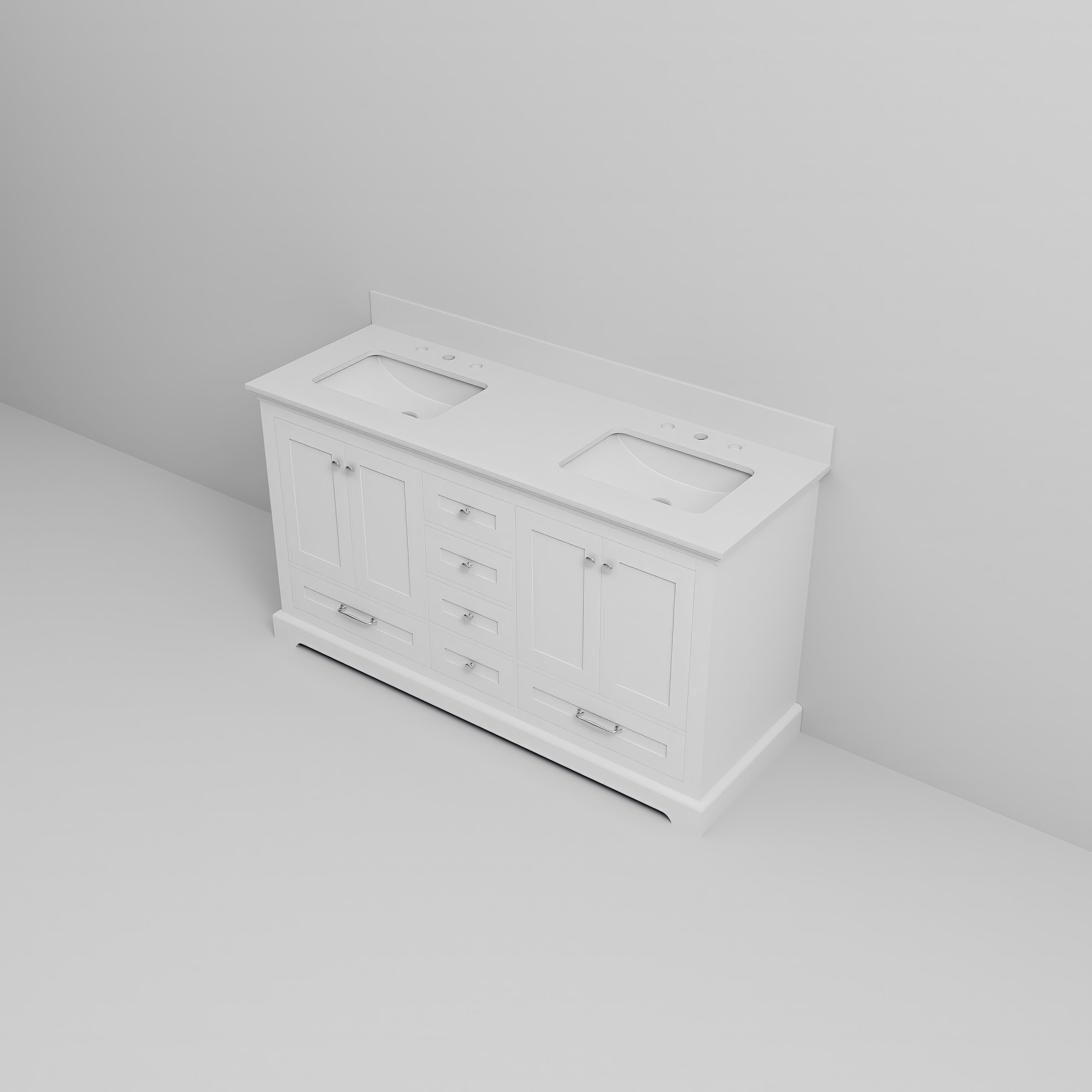 Dukes 60 in. W x 22 in. D White Double Bath Vanity