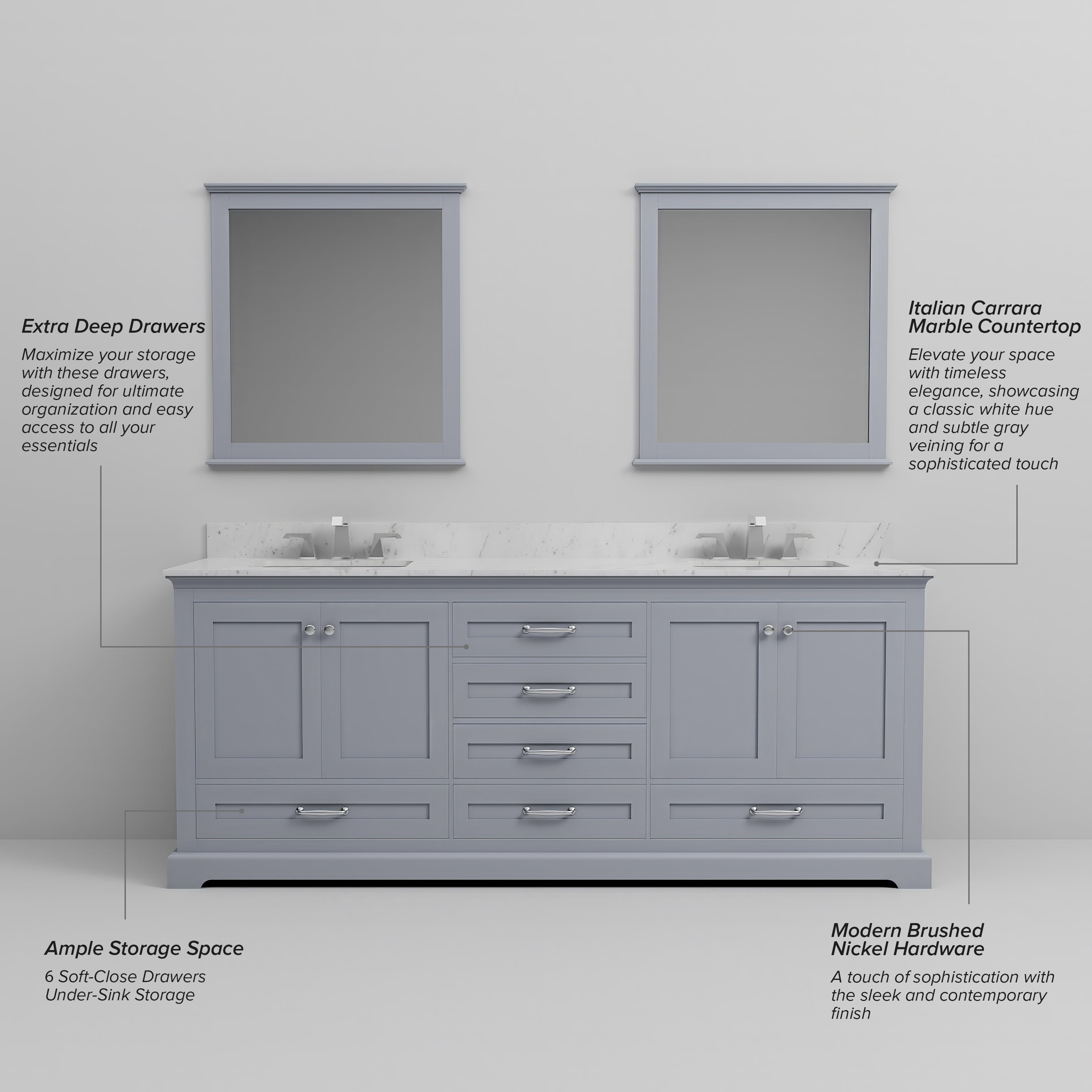 Dukes 80 in. W x 22 in. D Dark Grey Double Bath Vanity