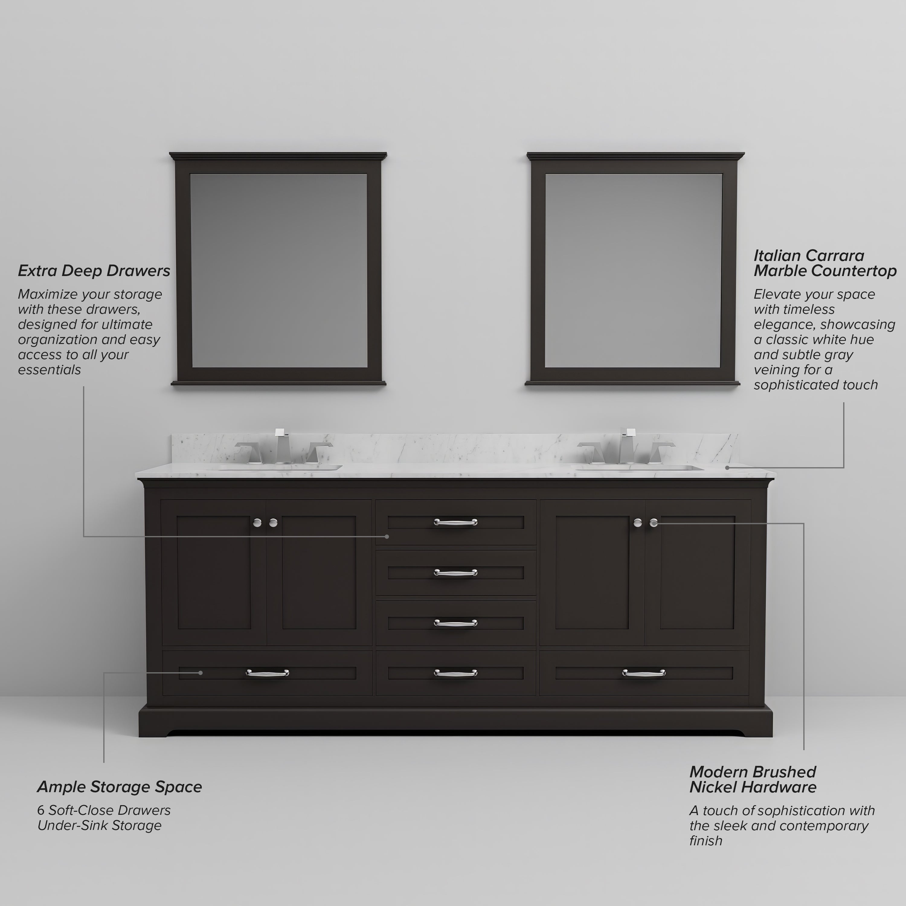 Dukes 80 in. W x 22 in. D Espresso Double Bath Vanity
