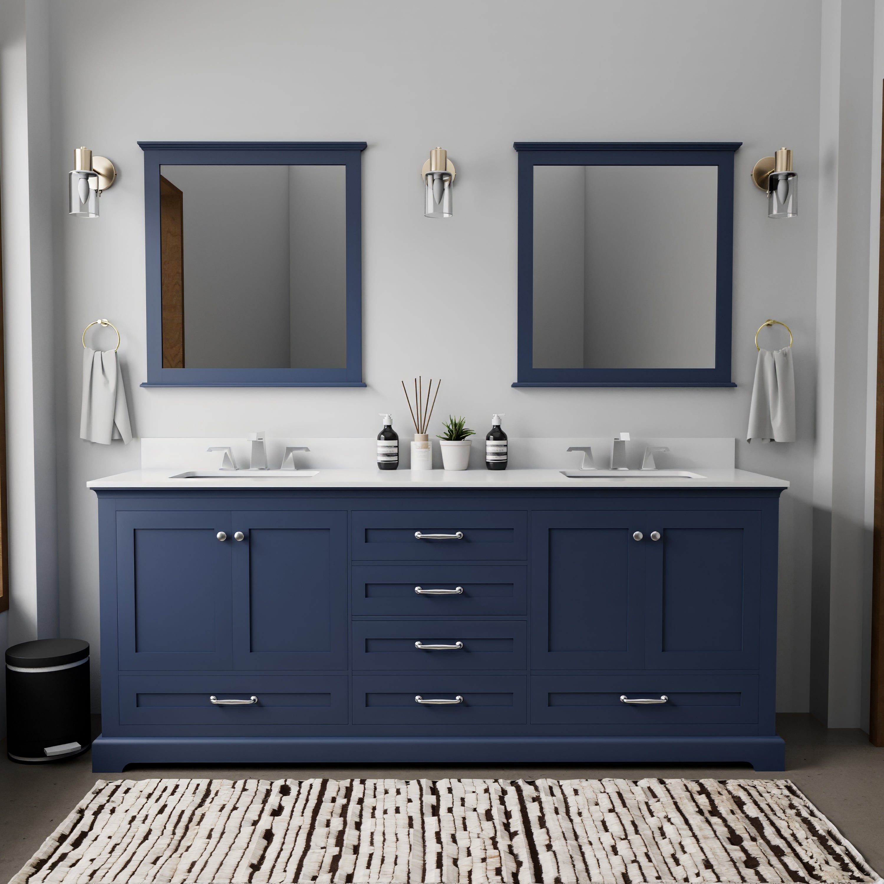 Dukes 80 in. W x 22 in. D Navy Blue Double Bath Vanity