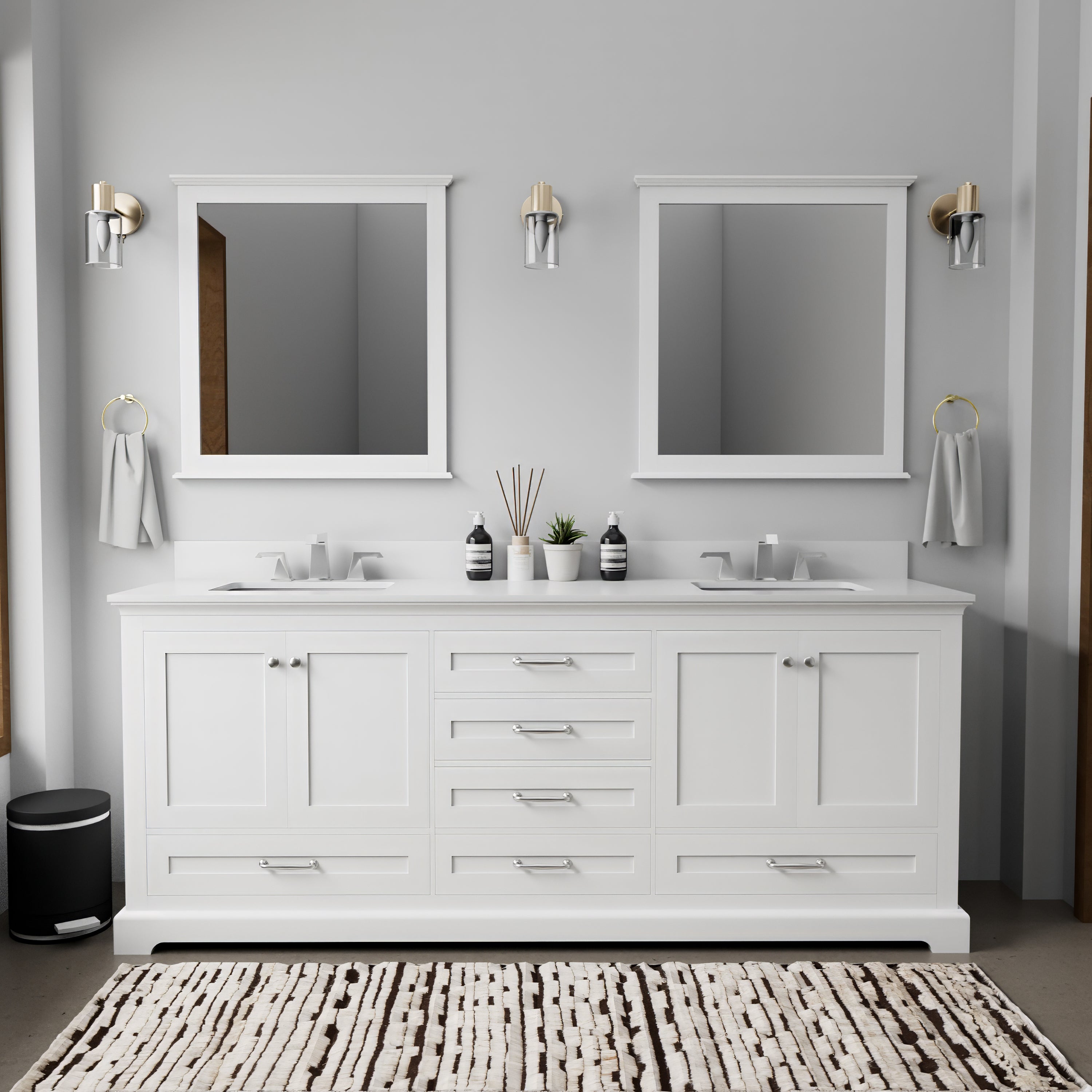 Dukes 80 in. W x 22 in. D White Double Bath Vanity