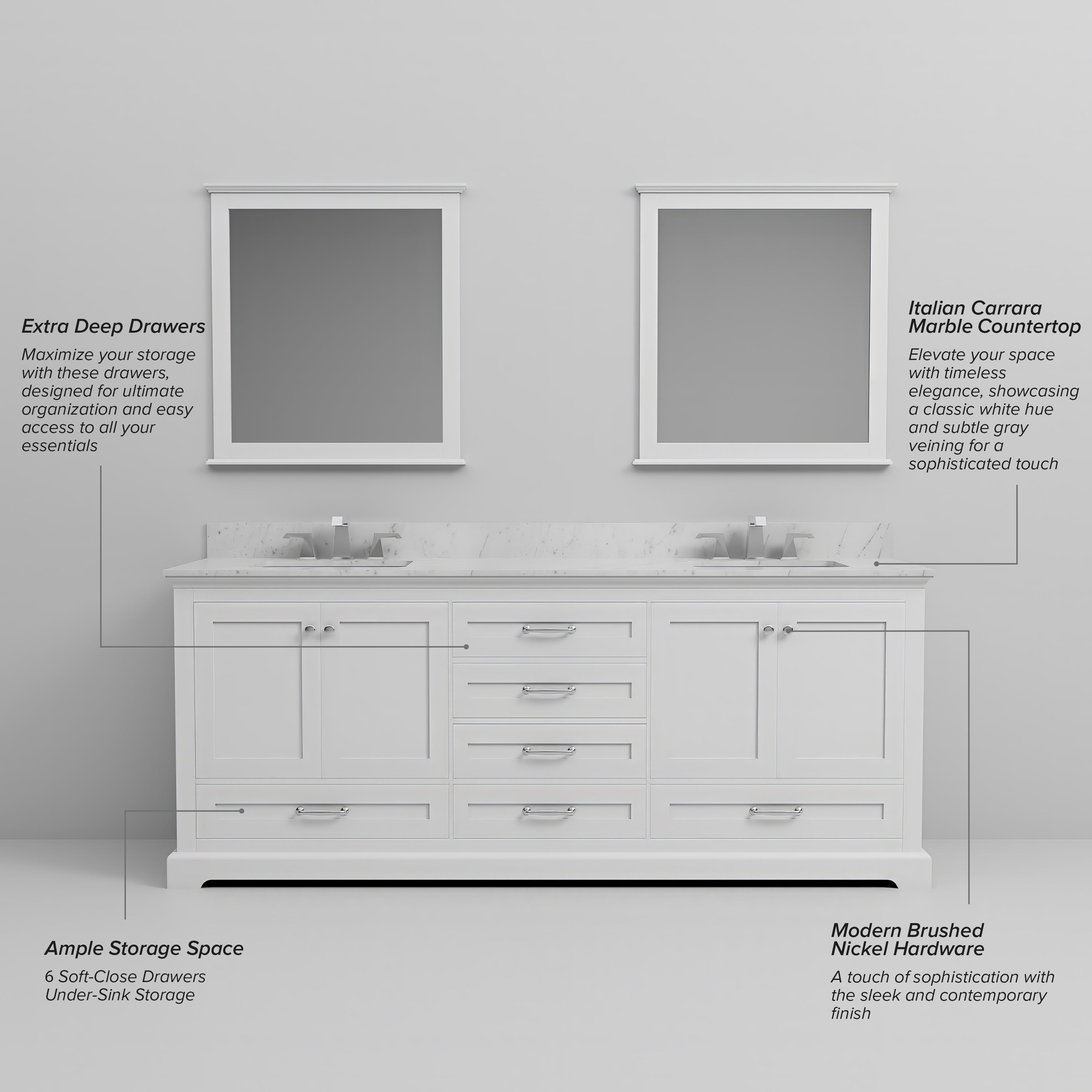 Dukes 80 in. W x 22 in. D White Double Bath Vanity