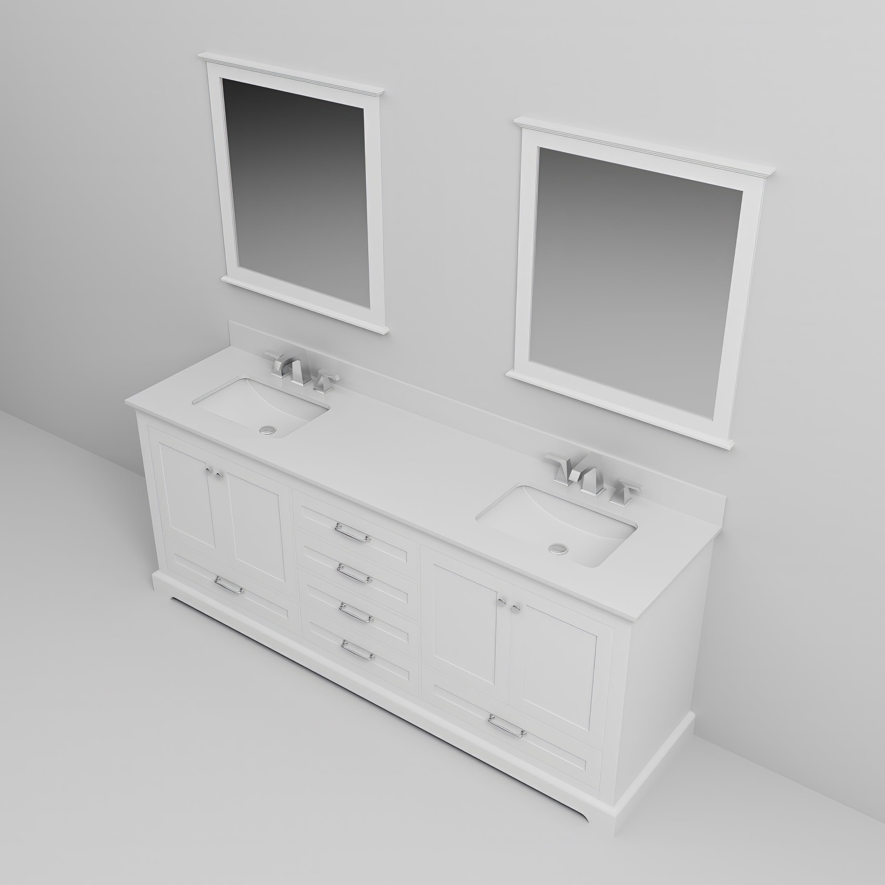 Dukes 80 in. W x 22 in. D White Double Bath Vanity