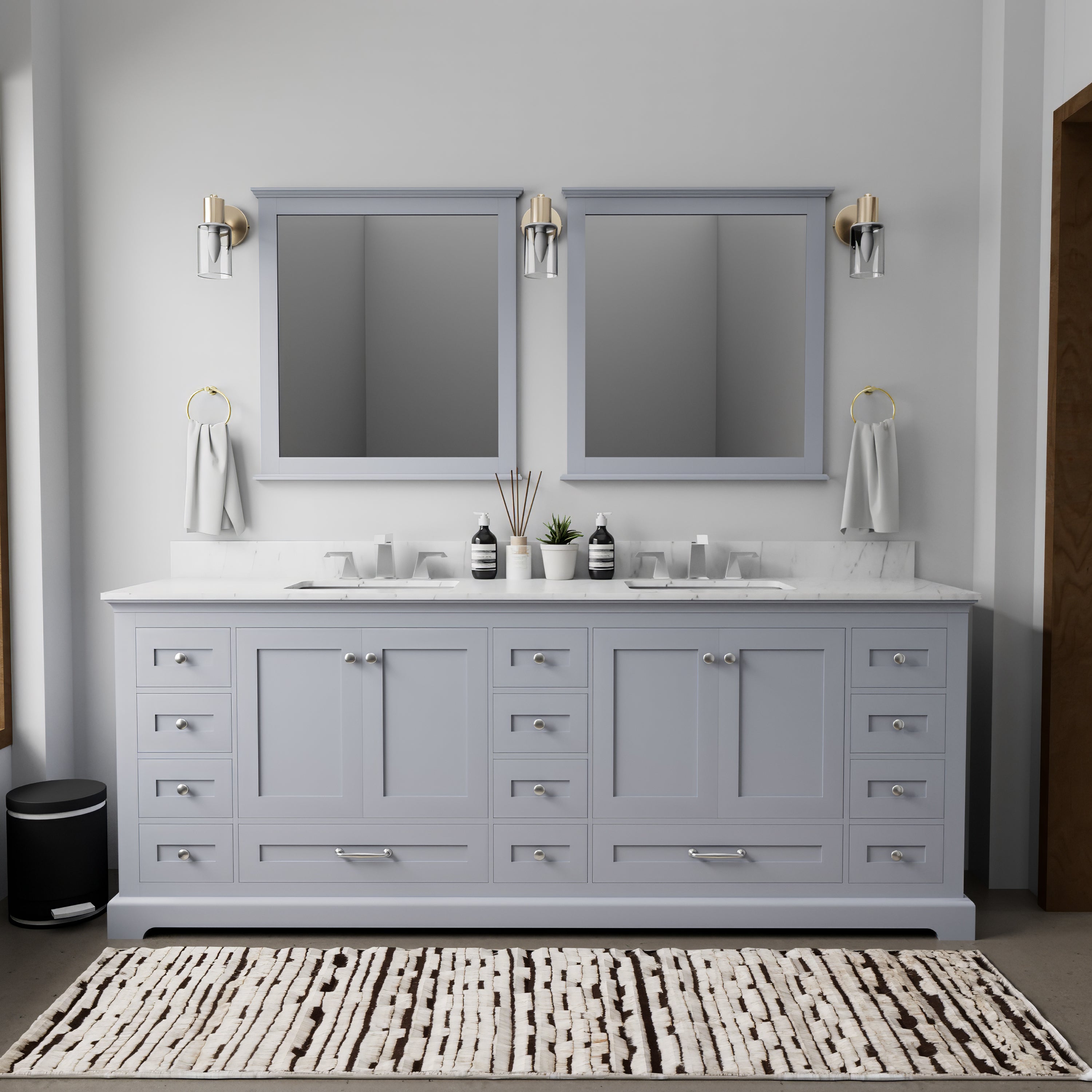 Dukes 84 in. W x 22 in. D Dark Grey Double Bath Vanity