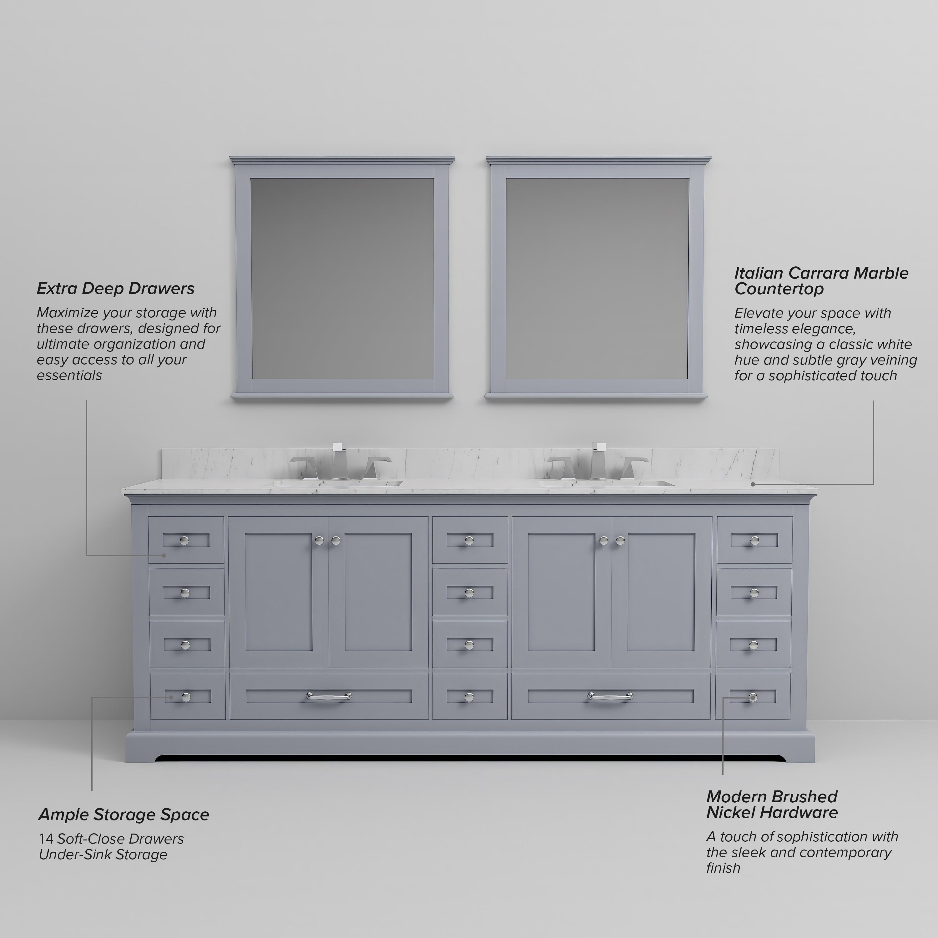 Dukes 84 in. W x 22 in. D Dark Grey Double Bath Vanity