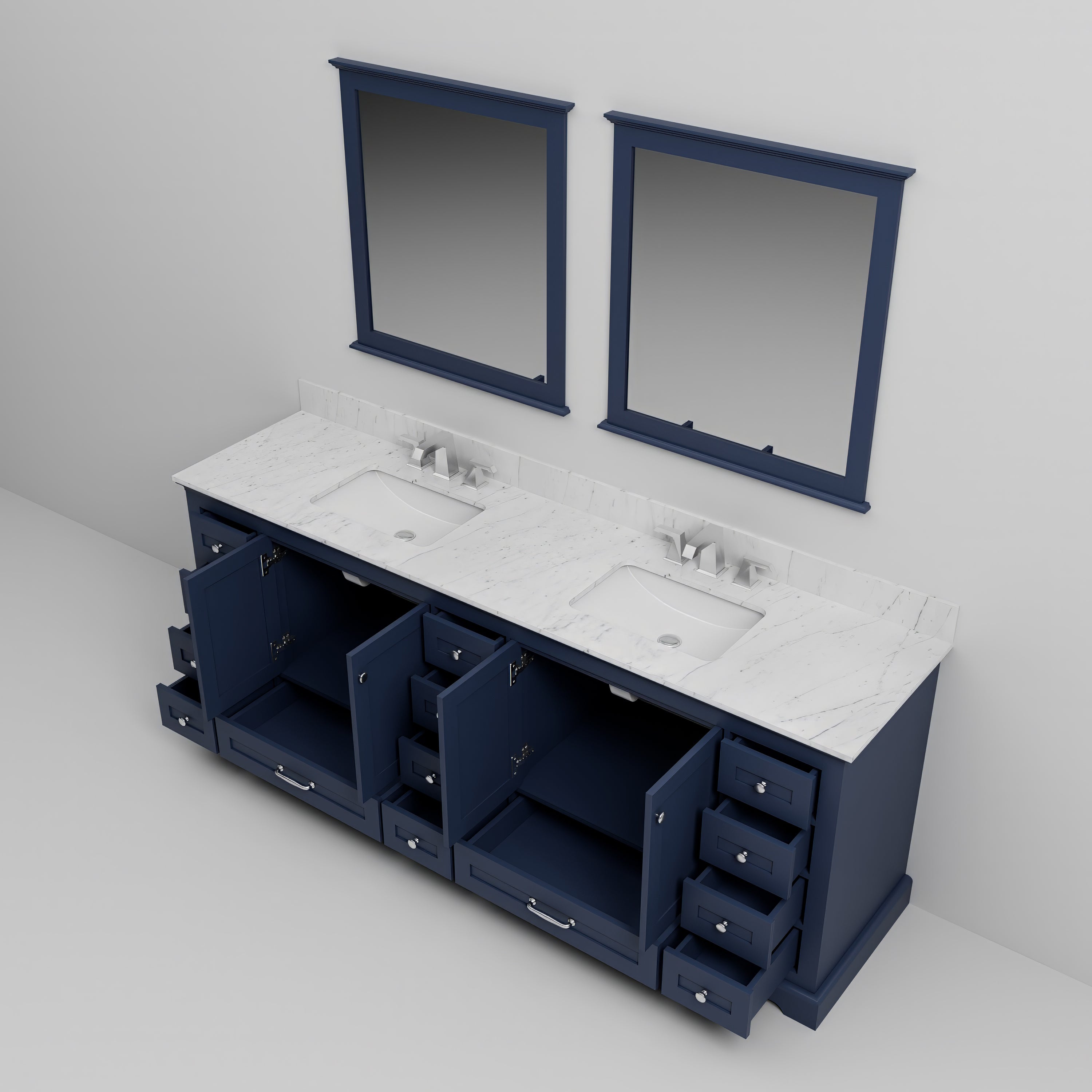Dukes 84 in. W x 22 in. D Navy Blue Double Bath Vanity