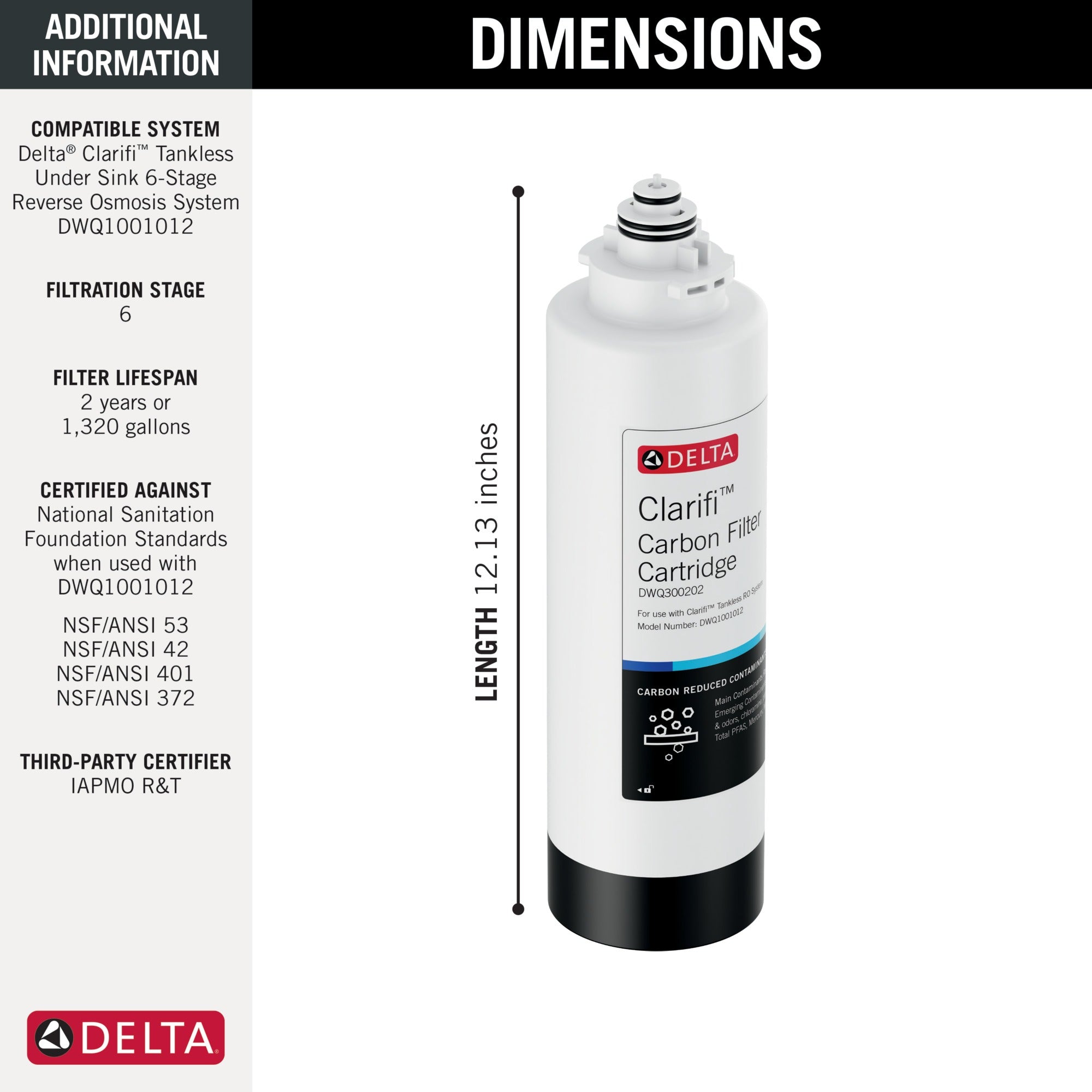 Delta Clarifi™ Reverse Osmosis Carbon Filter Cartridge