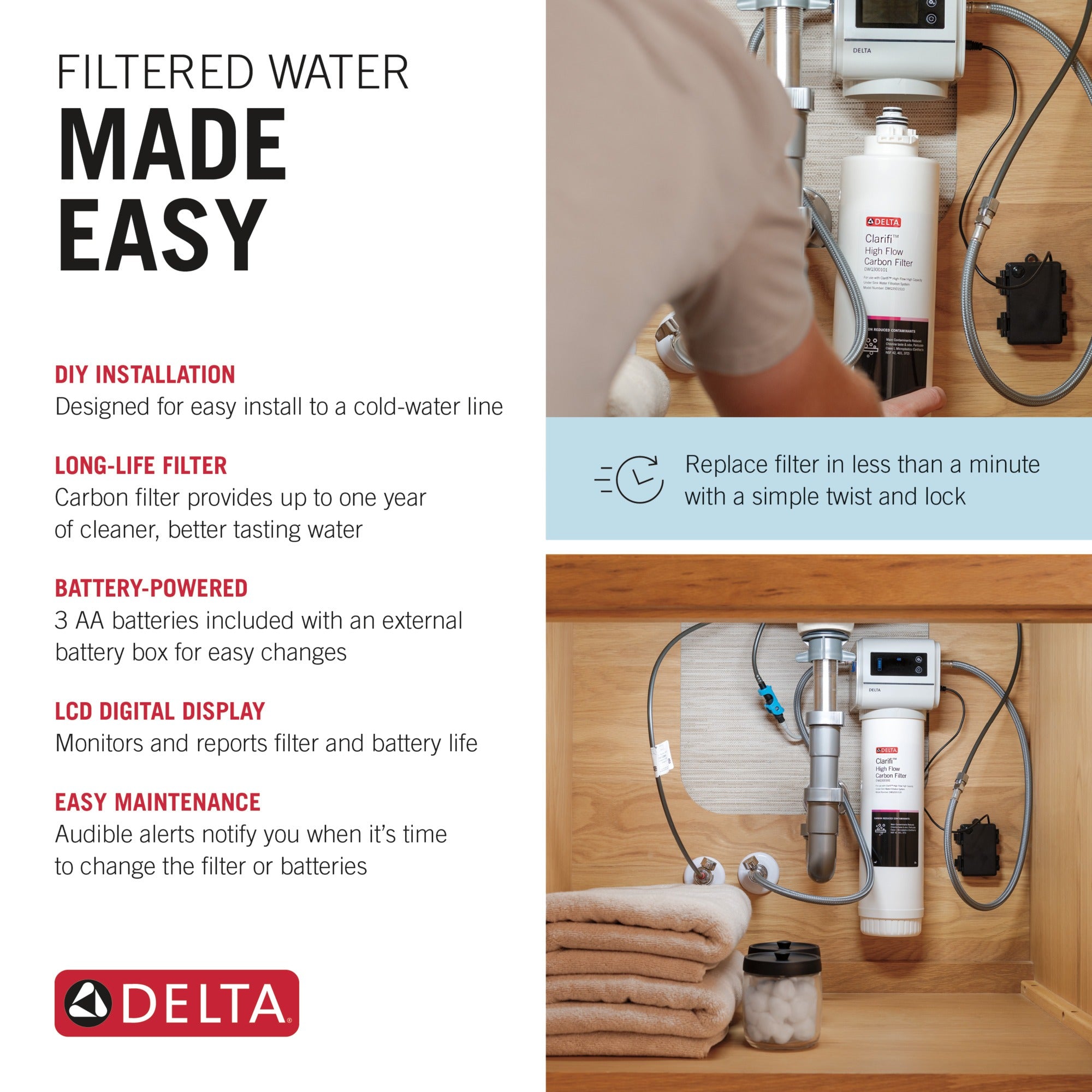 Delta Clarifi™ High Flow High Capacity Under Sink Water Filtration System