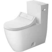 Duravit ME by Starck 1.28 GPF Single Flush Rimless Elongated ADA Compliant One Piece Toilet in White, Right Lever Flush - Seat Included