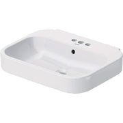Duravit Happy D.2 23 5/8'' Rectangular Wall Mounted Sink in White with Widespread Faucet Holes and with Overflow