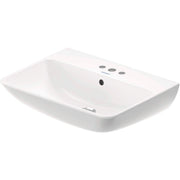 Duravit ME by Starck 23 5/8'' Rectangular Wall Mounted Sink in White with Widespread Faucet Holes and with Overflow