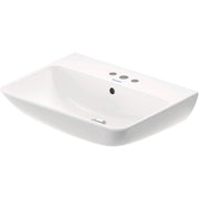 Duravit ME by Starck 23 5/8'' Rectangular Wall Mounted Sink in White with Widespread Faucet Holes and with Overflow
