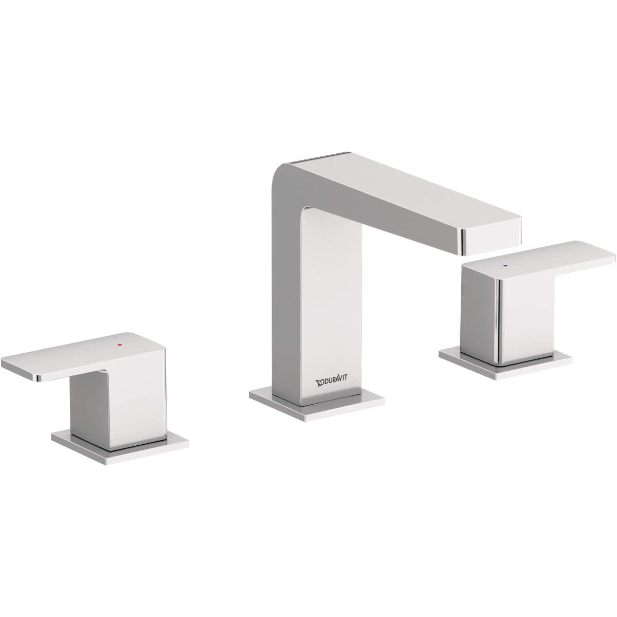 Duravit DuraSquare 5 1/8'' Two Handle Widespread Bathroom Sink Faucet, Drain Included