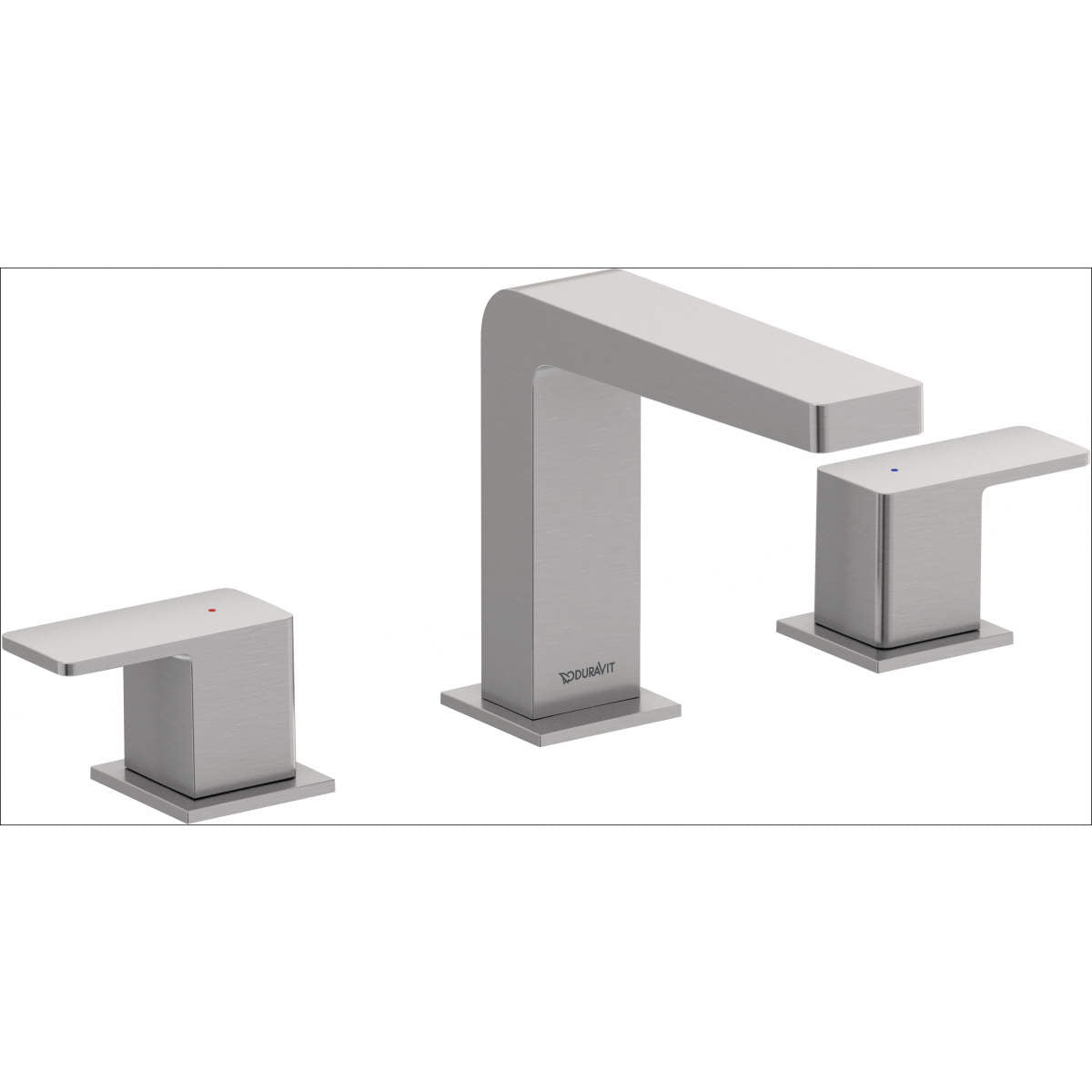 Duravit DuraSquare 5 1/8'' Two Handle Widespread Bathroom Sink Faucet, Drain Included