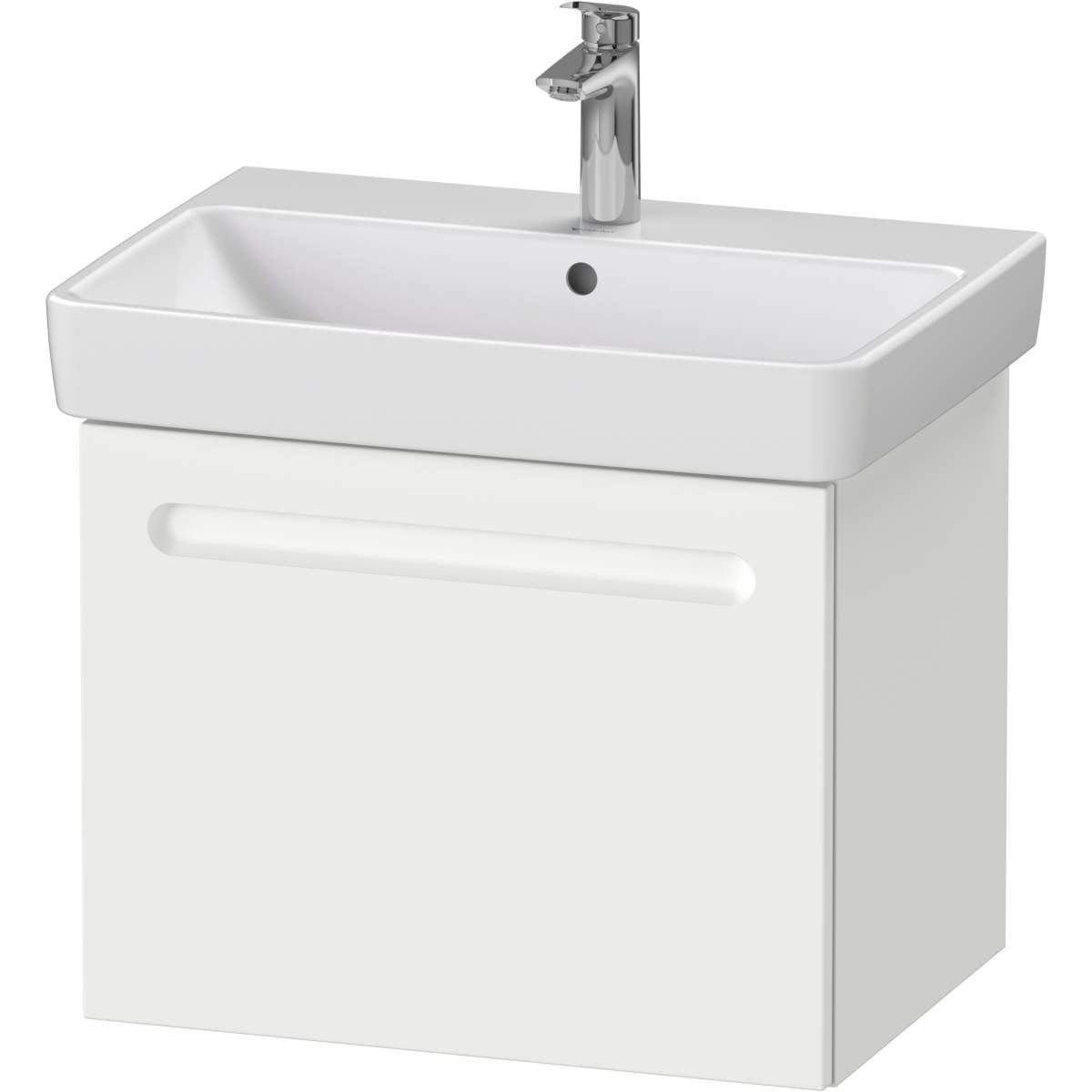 Duravit No.1 25 5/8'' Wall Mount One Drawer Single Vanity in Matte White, Including Cabinet and Widespread Sink