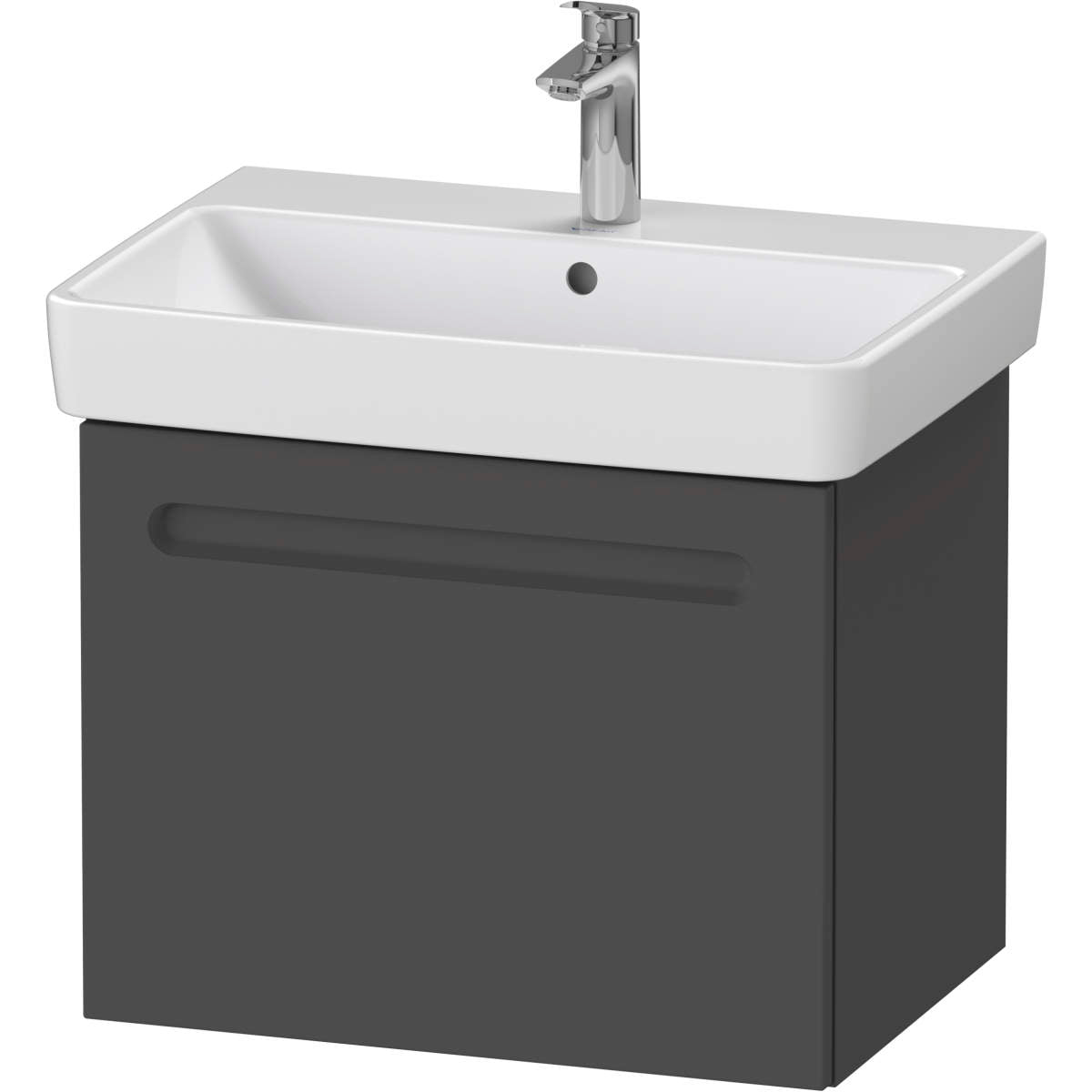 Duravit No.1 25 5/8'' Wall Mount One Drawer Single Vanity in Matte White, Including Cabinet and Widespread Sink
