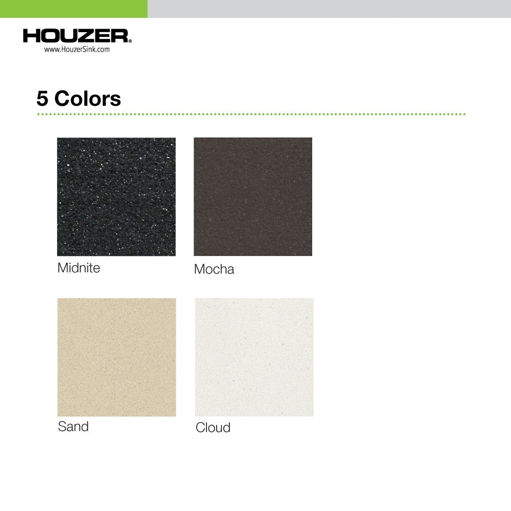 Houzer Quartztone 16" Granite Composite Dual Mount Single Bowl Bar Sink