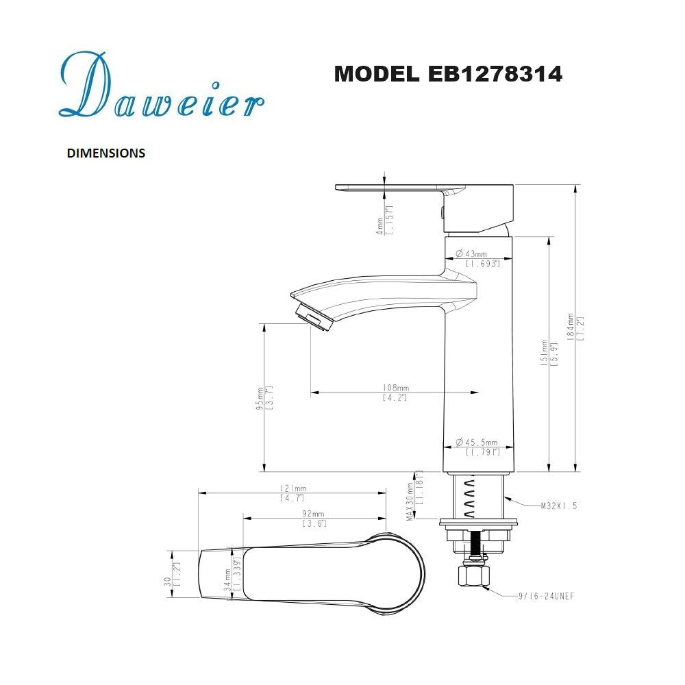 Daweier Single-Lever Lavatory Faucet EB1278314GMB