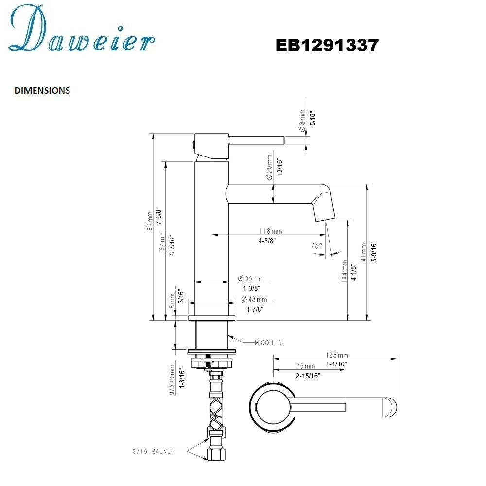 Daweier Single-Lever Lavatory Faucet EB1291337BN