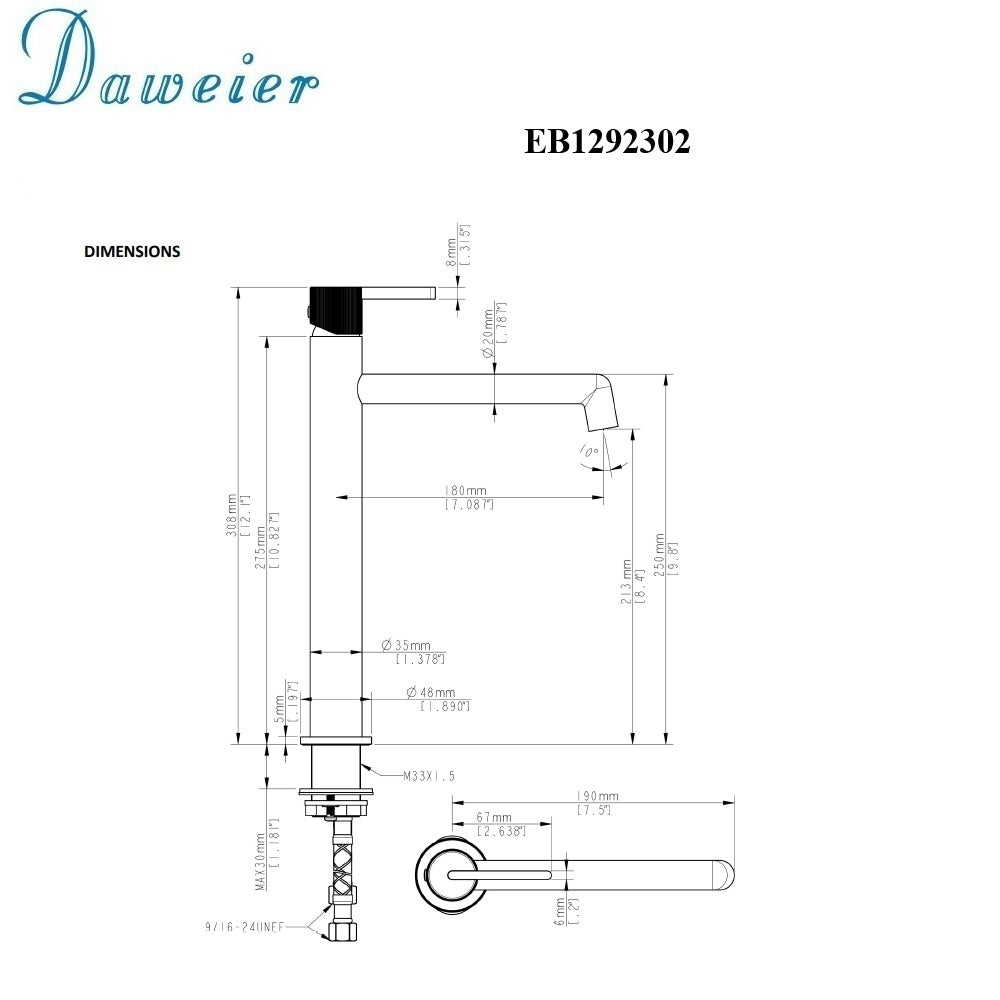Daweier Single-Lever Tall Lavatory Faucet EB1292302BN