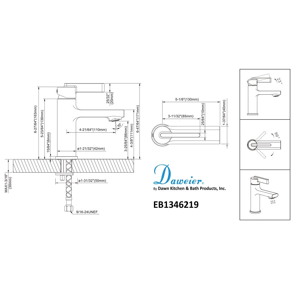 Daweier Single-Lever Lavatory Faucet EB1346219BN