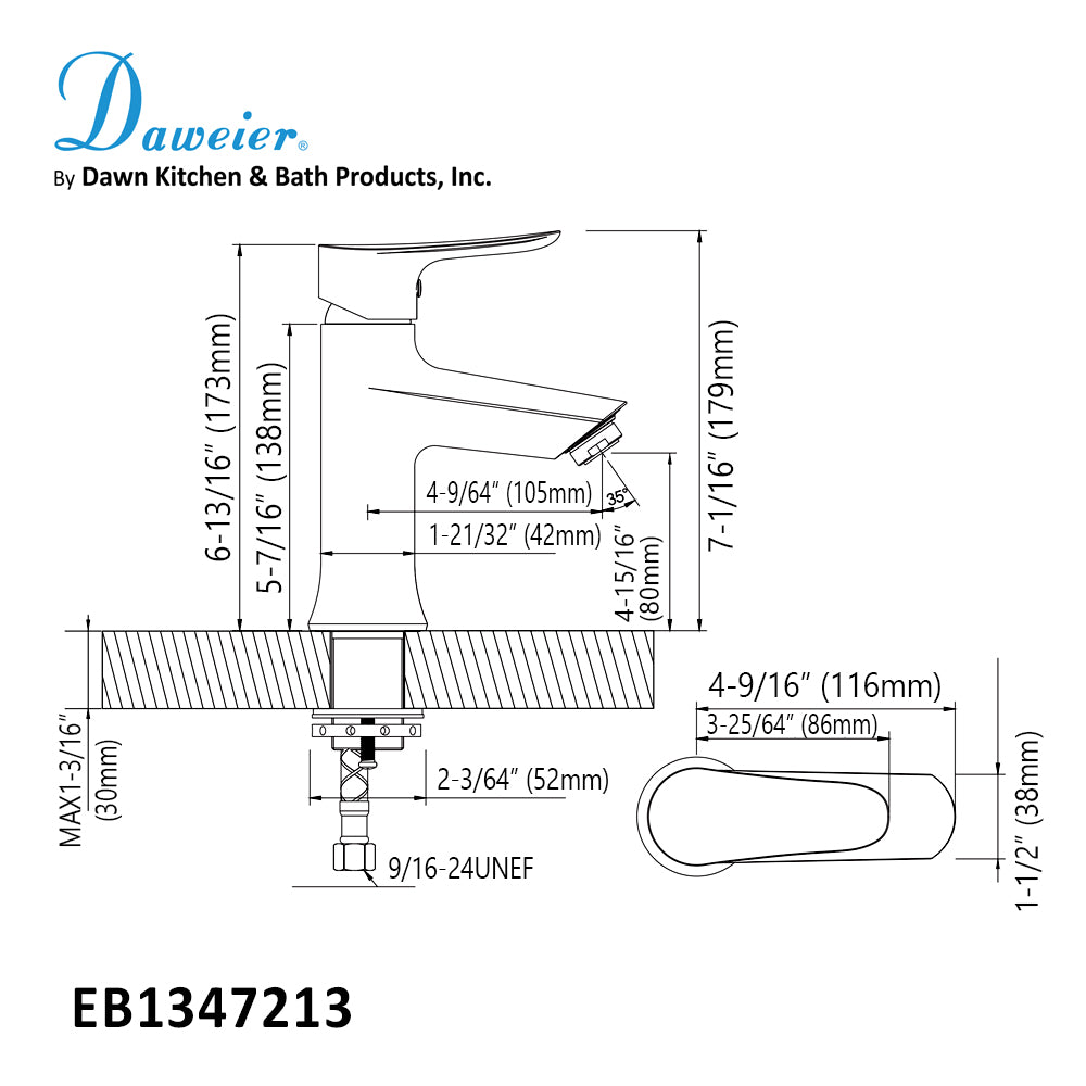 Daweier Single-Lever Lavatory Faucet EB1347213BN