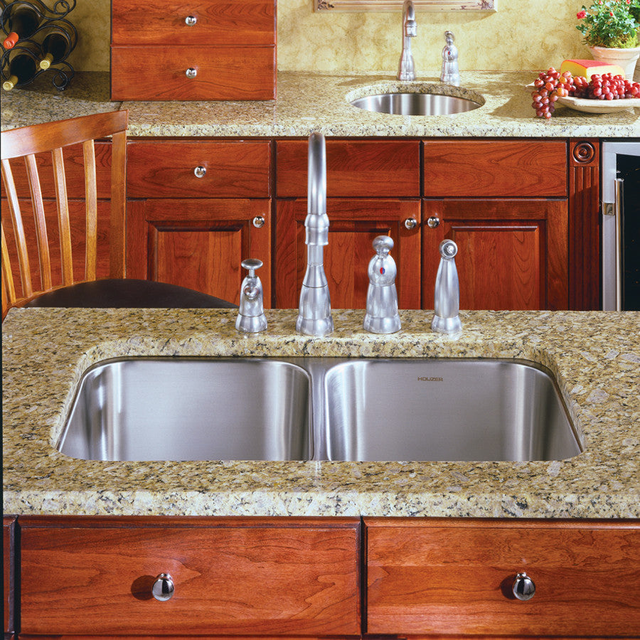 Houzer Elite 31 inch Stainless Steel Undermount 50/50 Double Bowl Kitchen Sink - ED-3108