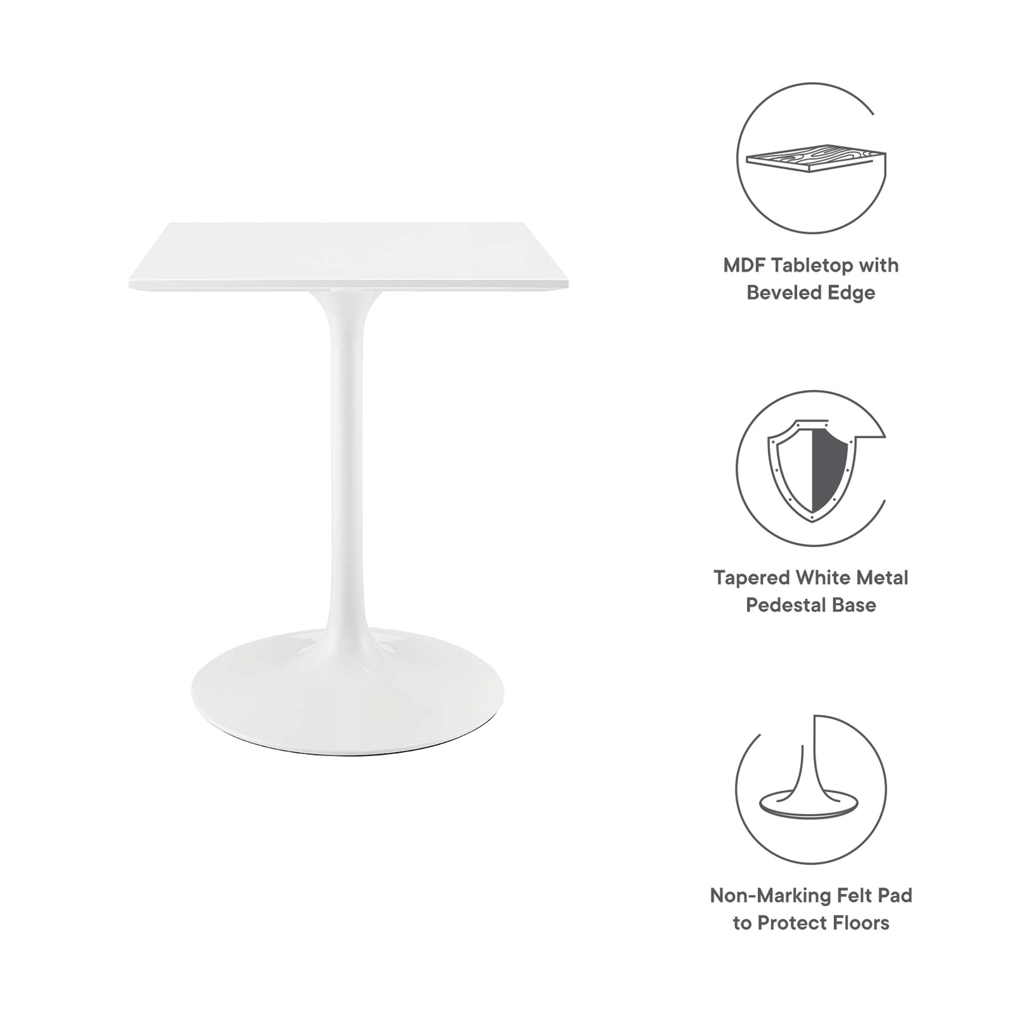 Modway Lippa 24" Square Wood Dining Table
