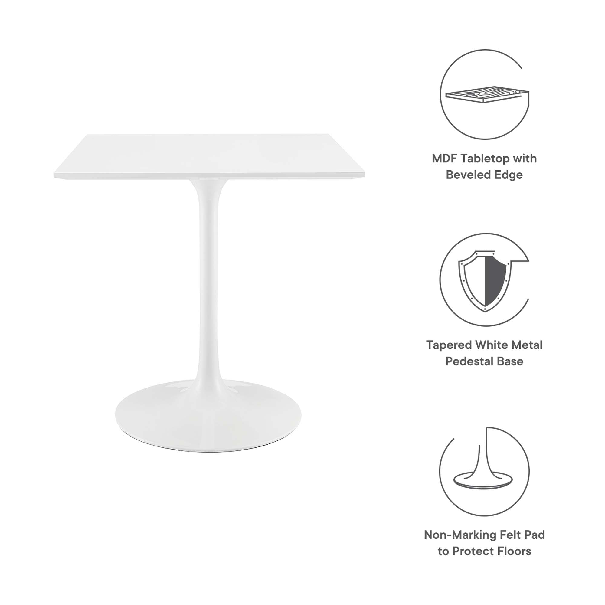 Modway Lippa 28" Square Wood Dining Table