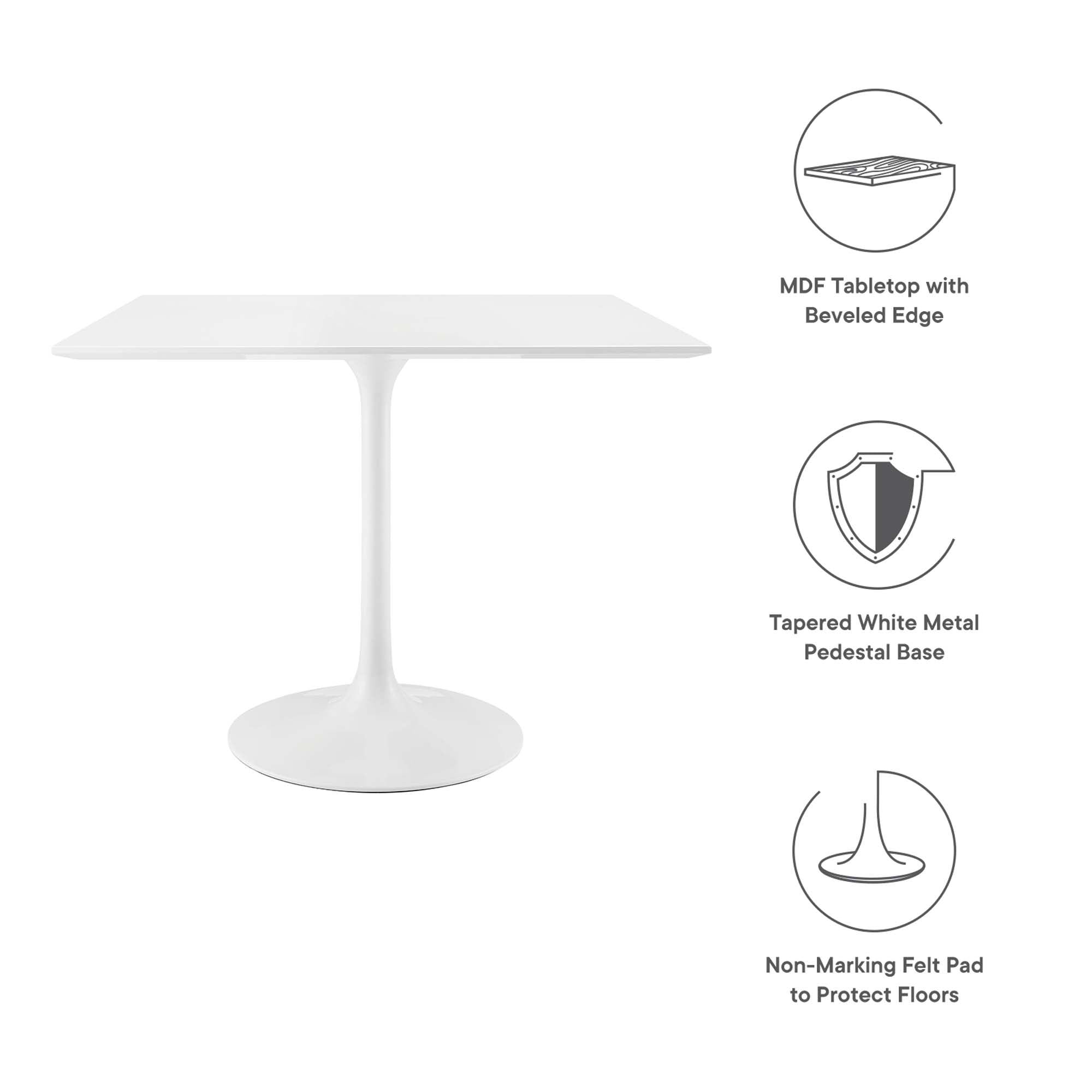 Modway Lippa 36" Square Wood Dining Table