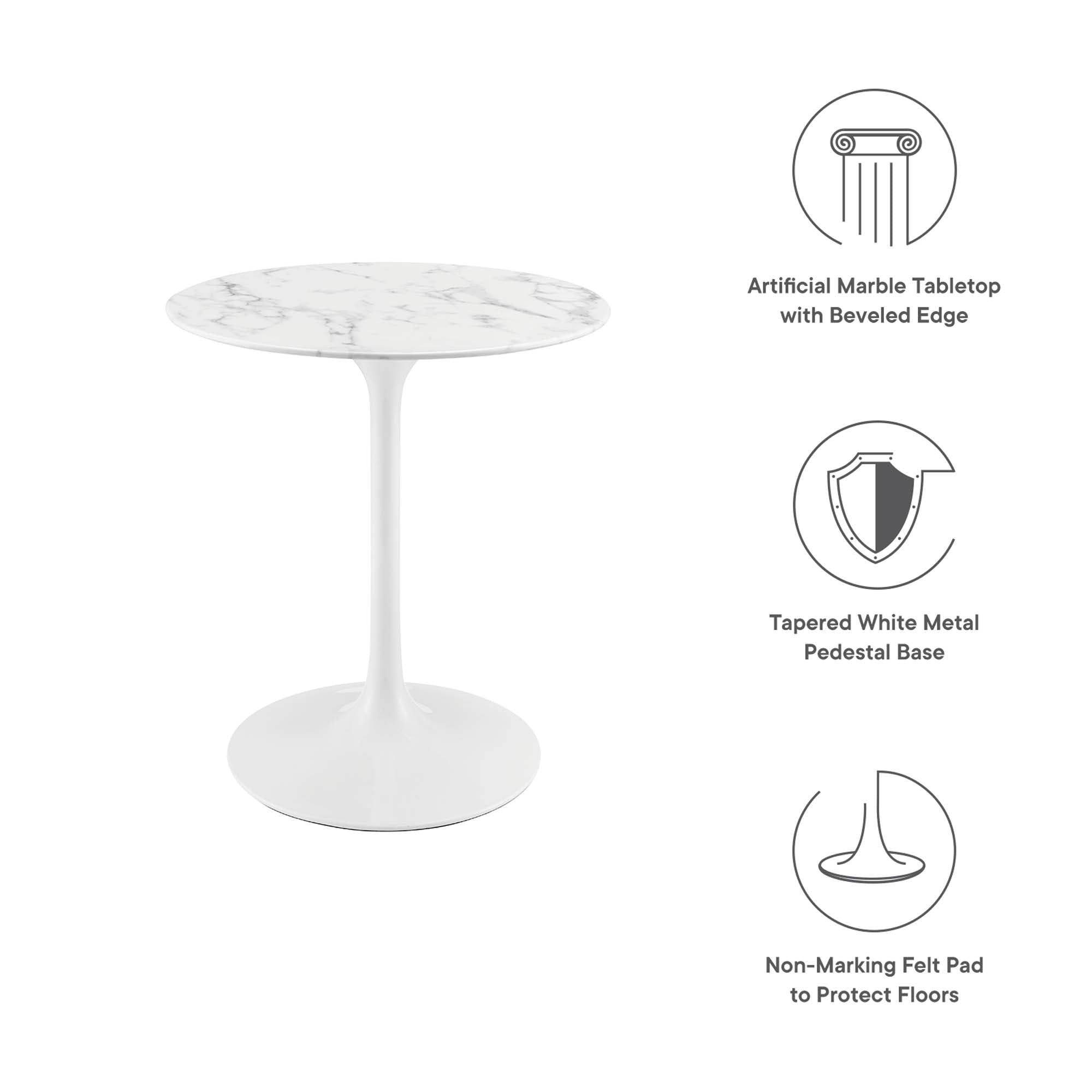 Modway Lippa 28" Round Faux Marble Dining Table