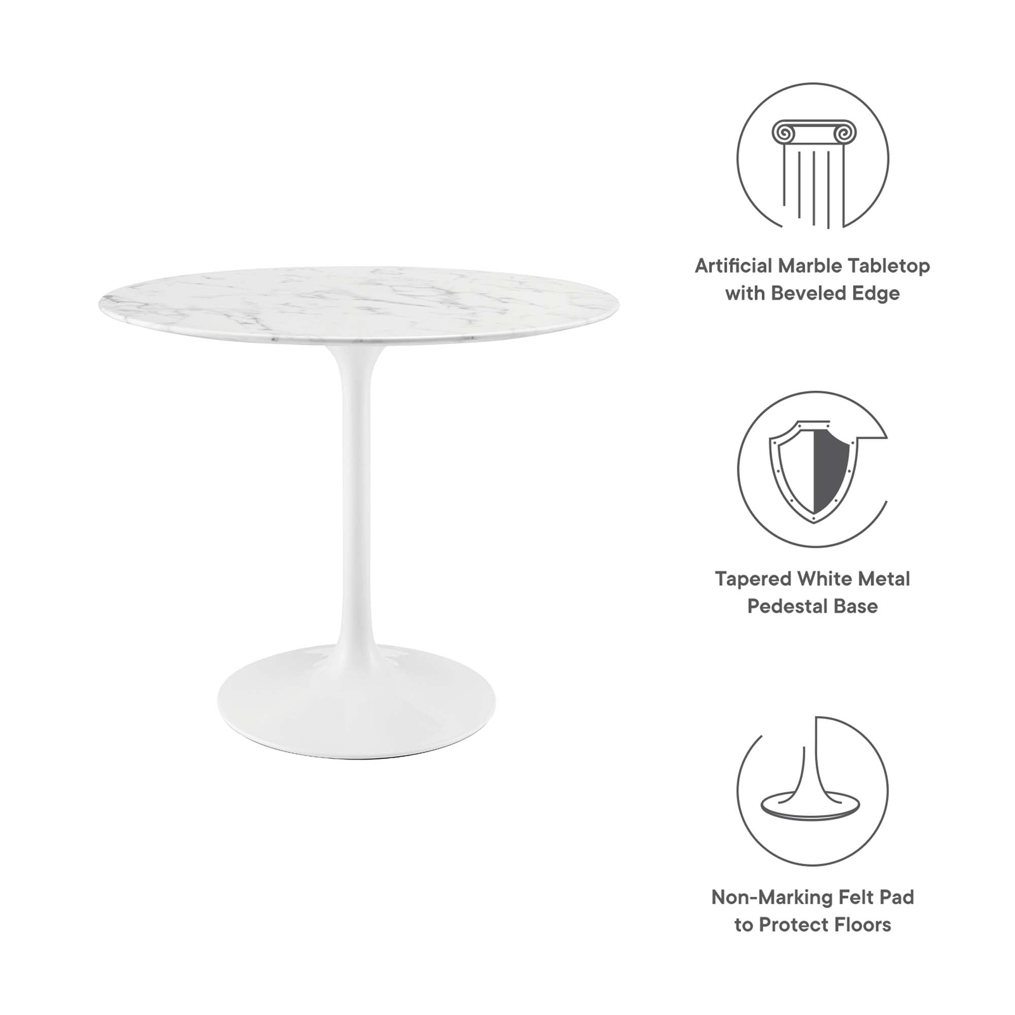 Modway Lippa 36" Round Faux Marble Dining Table