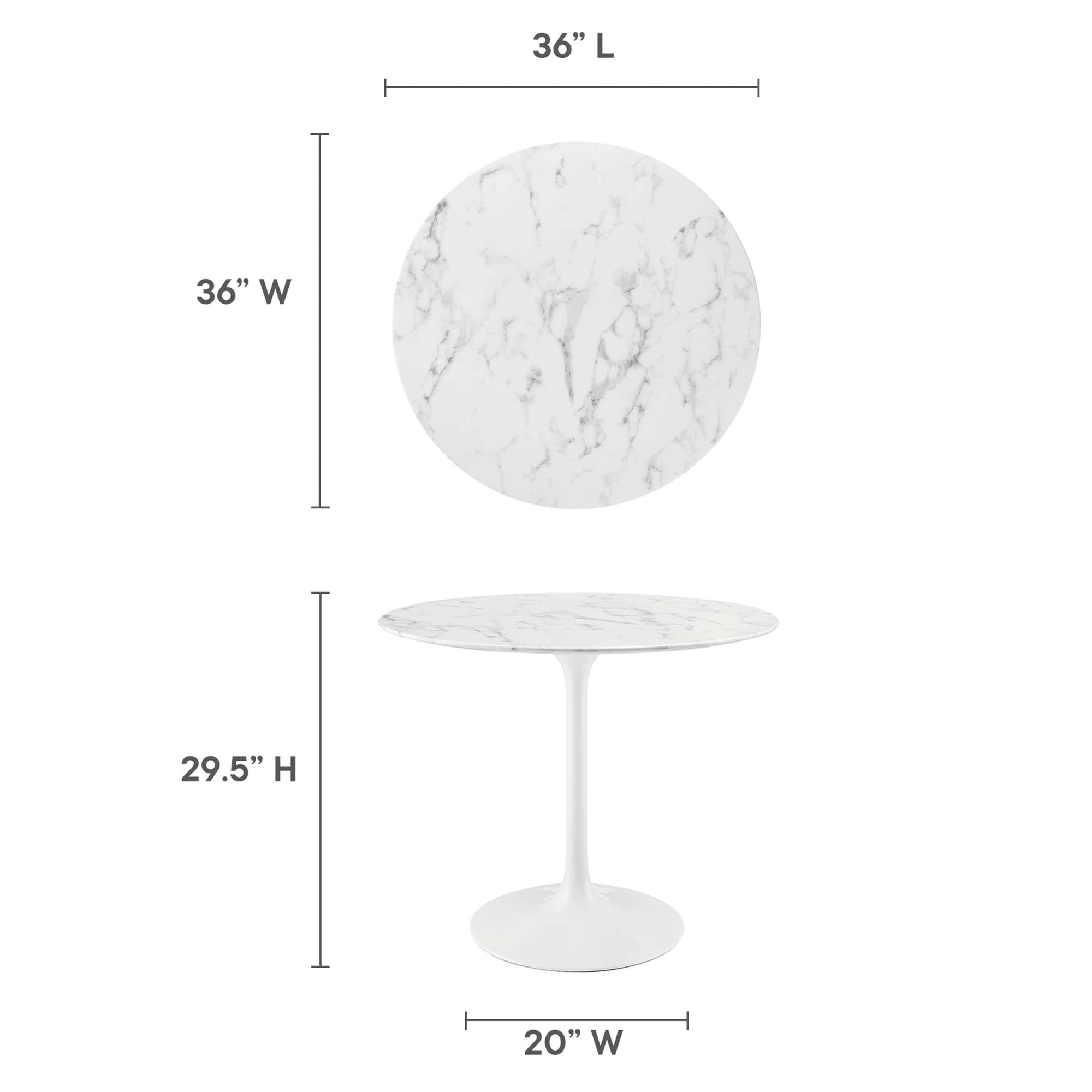 Modway Lippa 36" Round Faux Marble Dining Table
