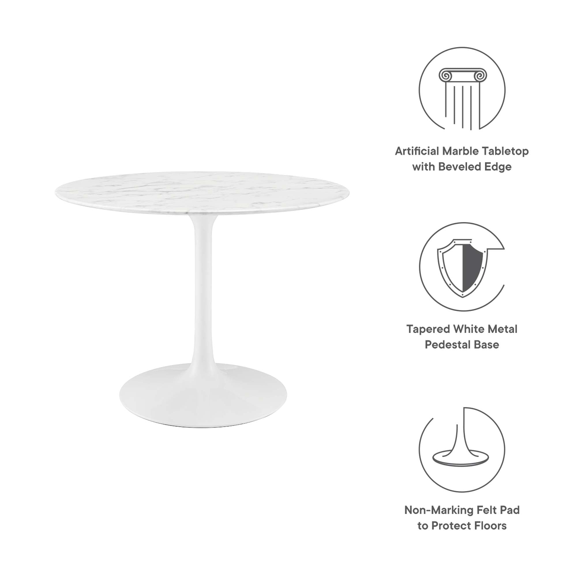 Modway Lippa 40" Round Faux Marble Dining Table