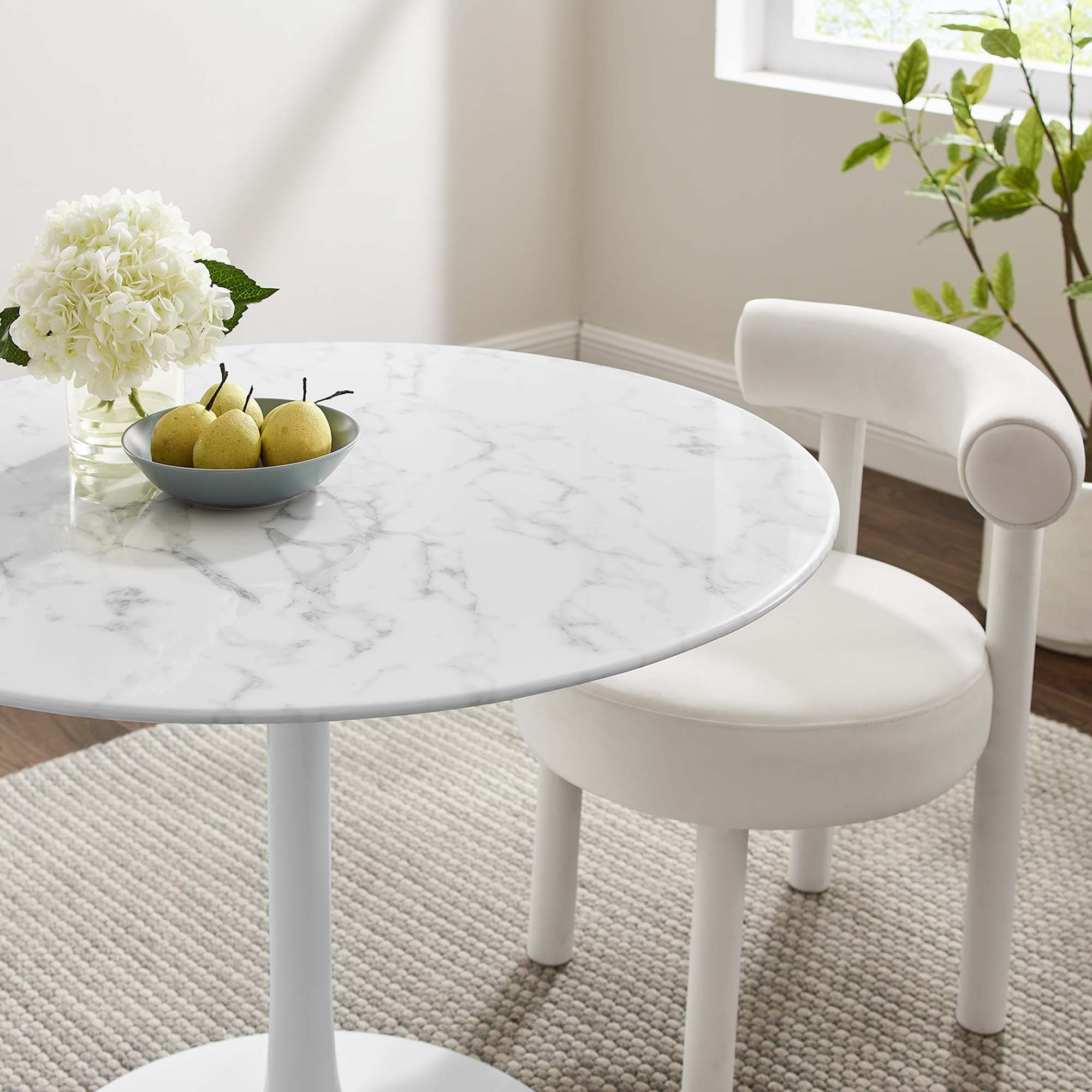 Modway Lippa 40" Round Faux Marble Dining Table