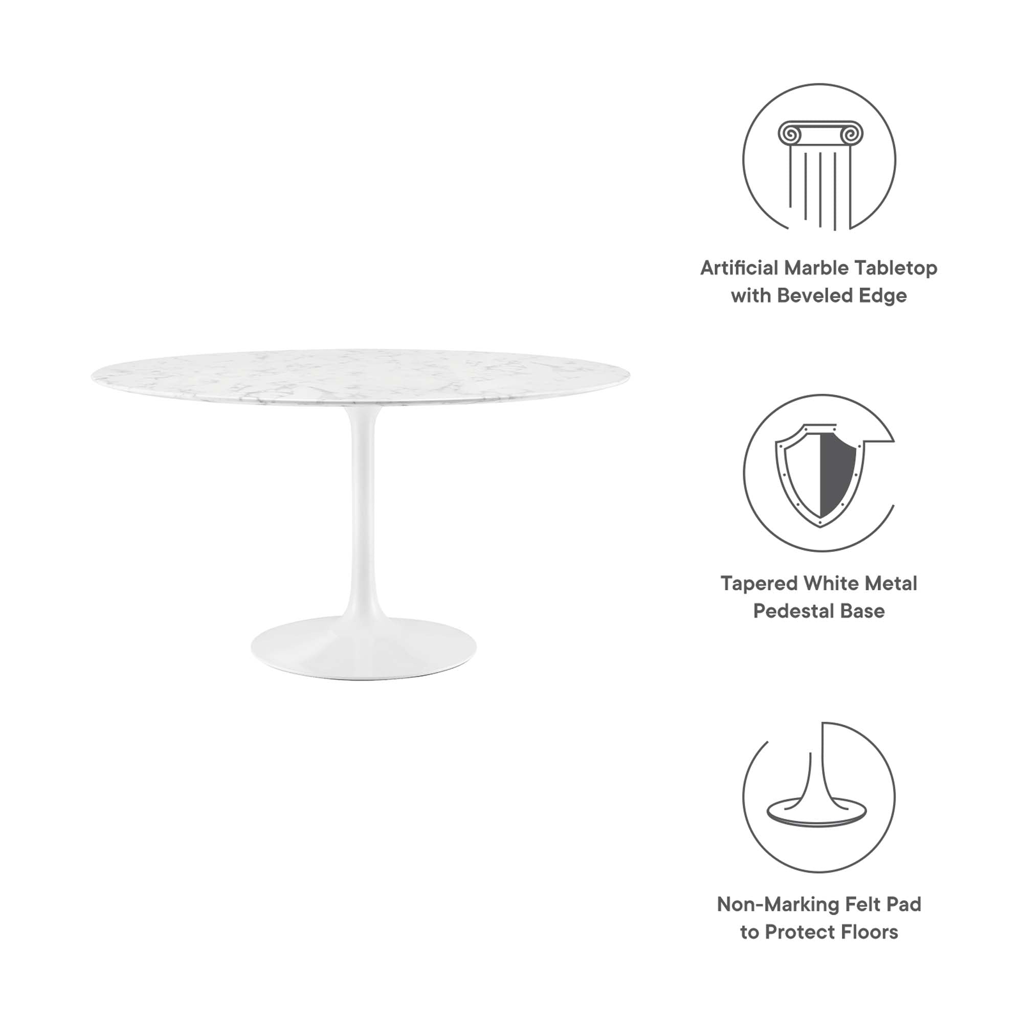 Modway Lippa 48" Round Faux Marble Dining Table